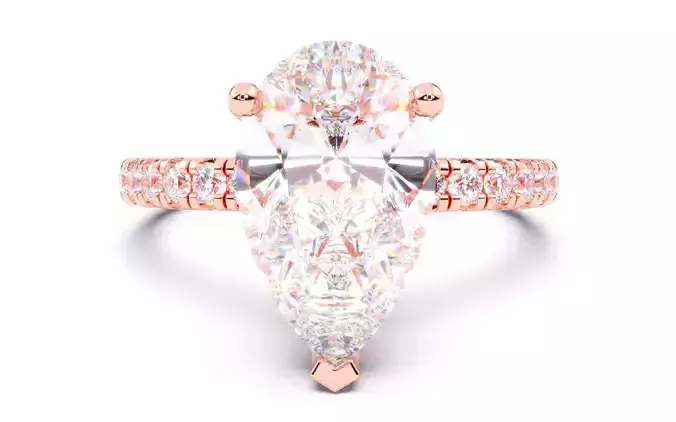 Pear Diamond Pave Setting Solitaire Ring  3D print model