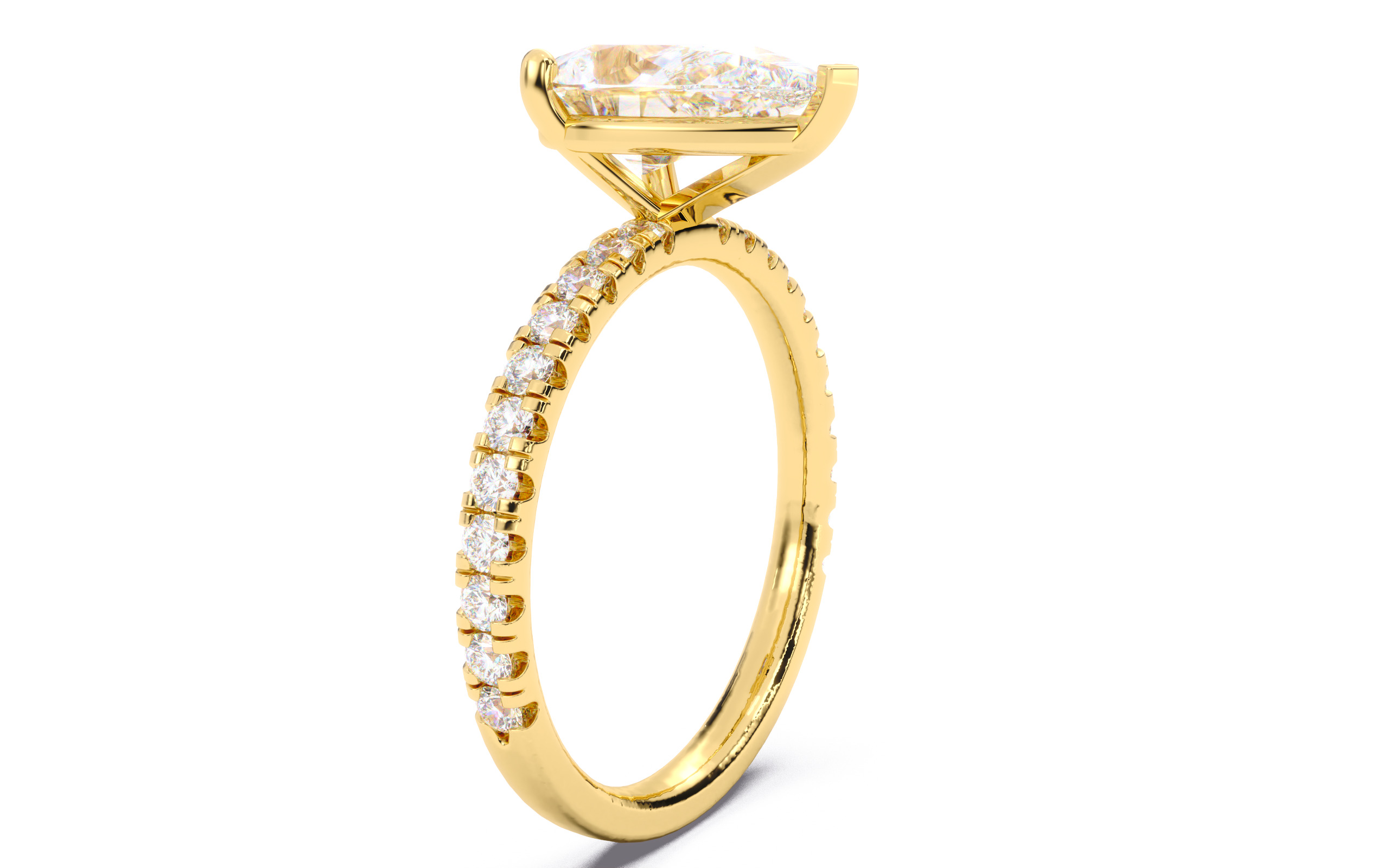 Pear Diamond Pave Setting Solitaire Ring  3D print model_19