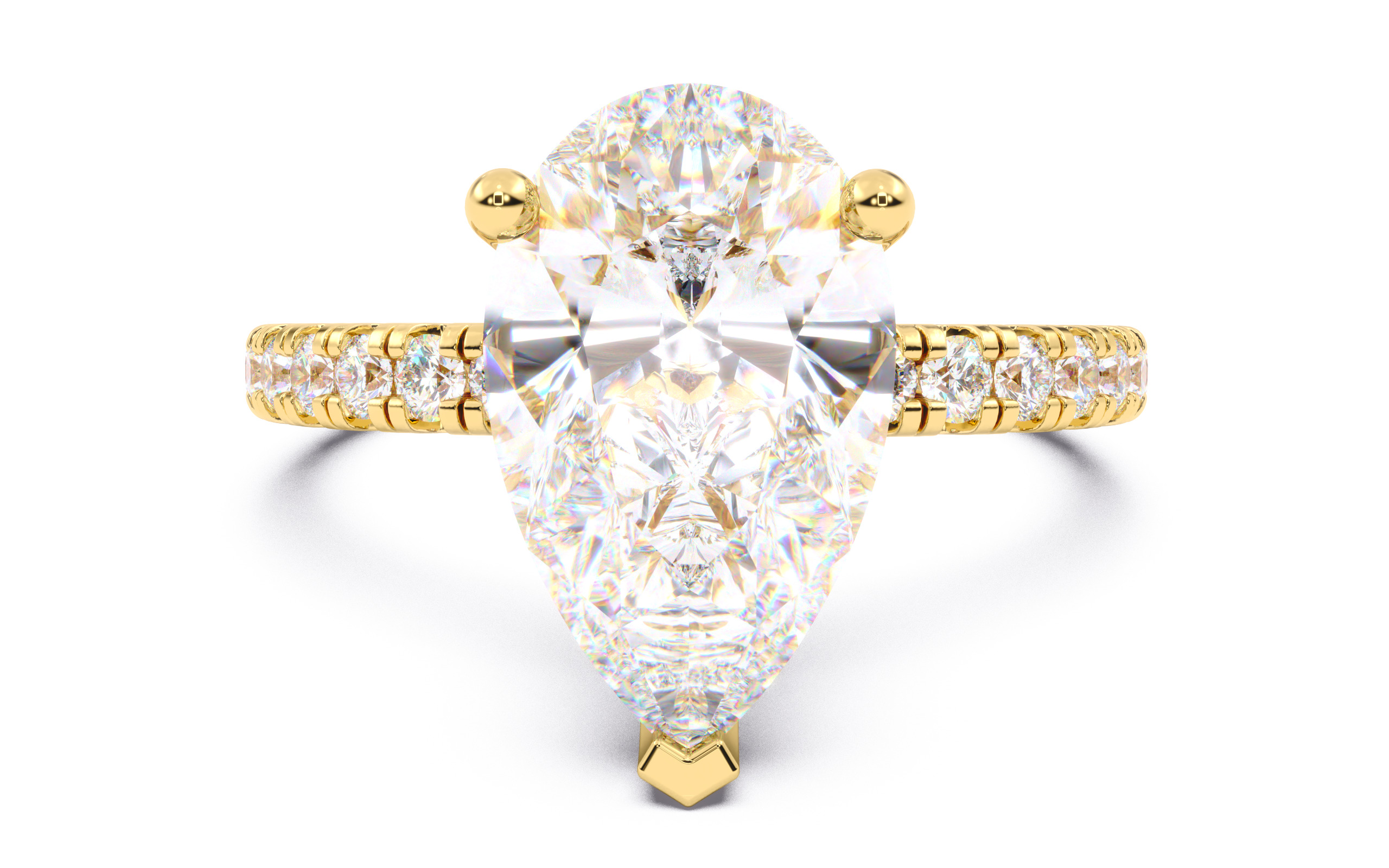 Pear Diamond Pave Setting Solitaire Ring  3D print model_11