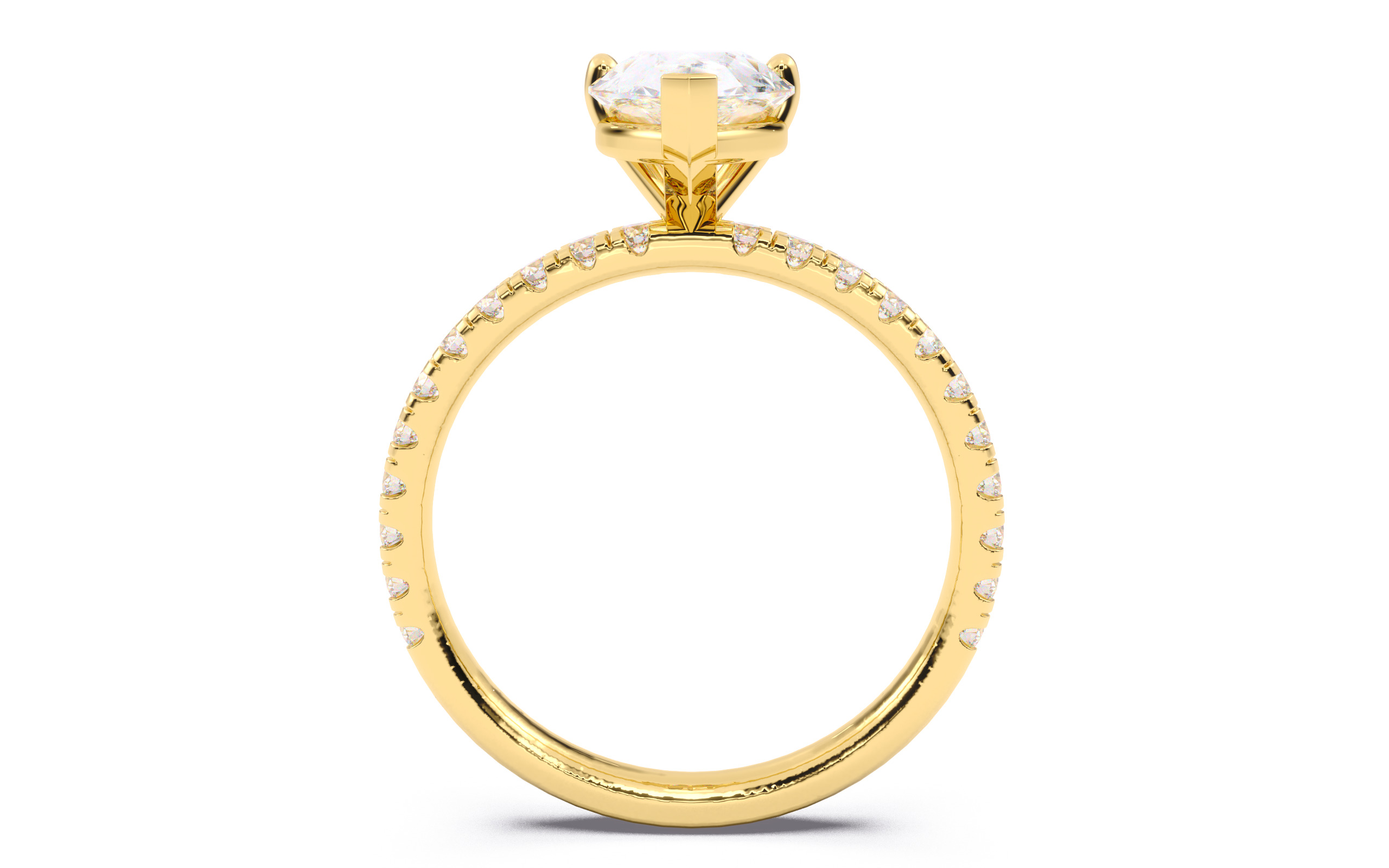 Pear Diamond Pave Setting Solitaire Ring  3D print model_9
