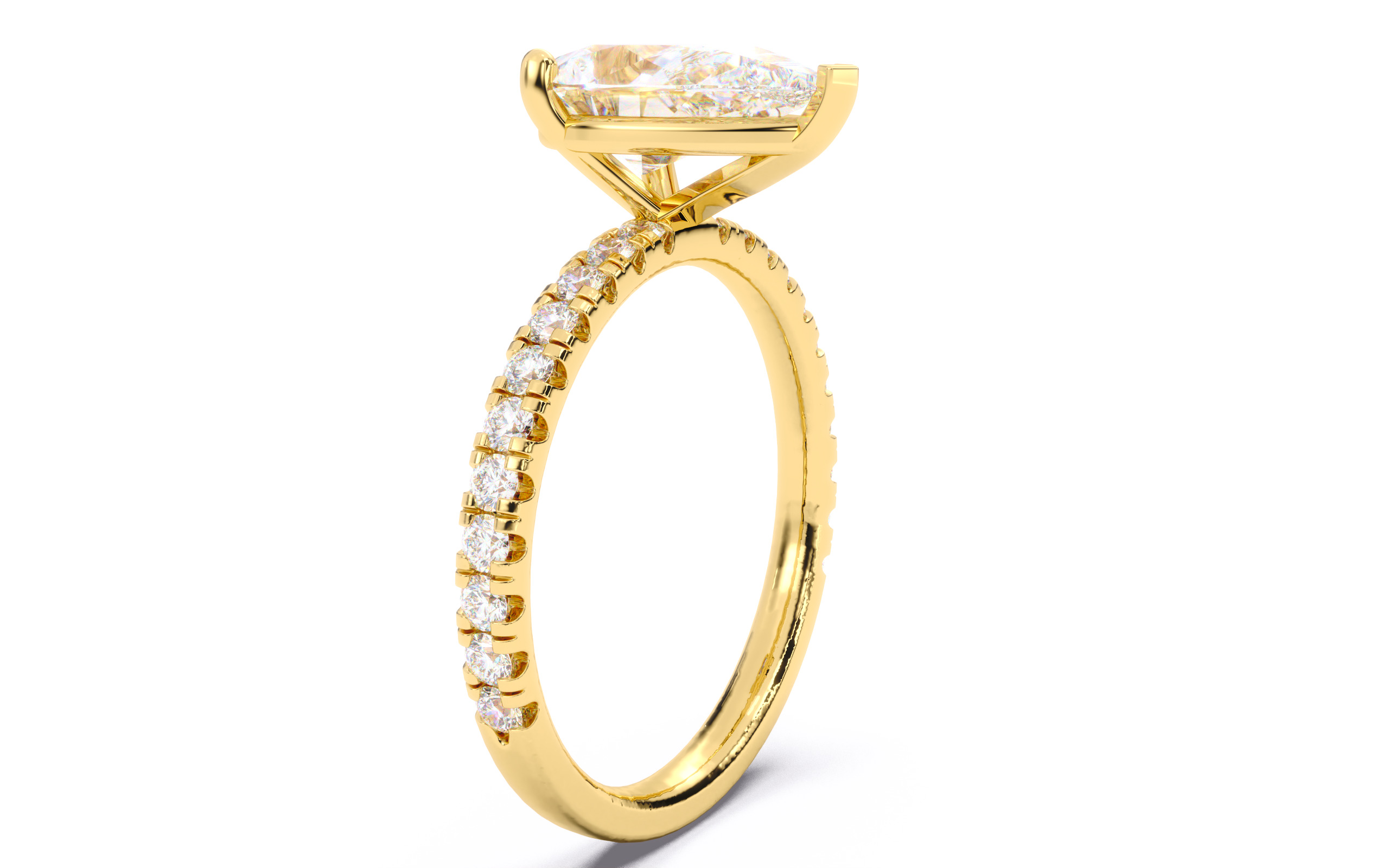 Pear Diamond Pave Setting Solitaire Ring  3D print model_20