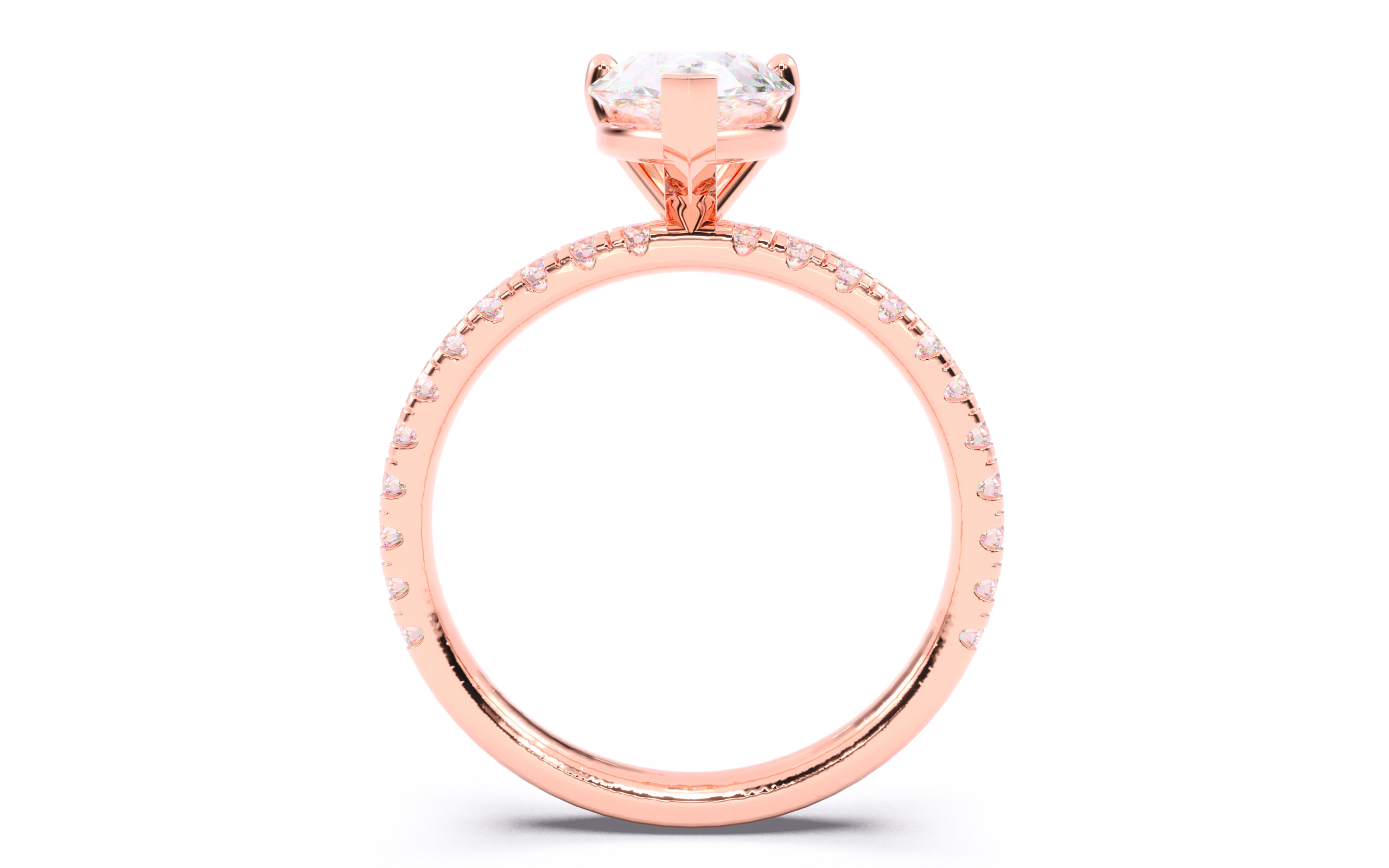 Pear Diamond Pave Setting Solitaire Ring  3D print model_6