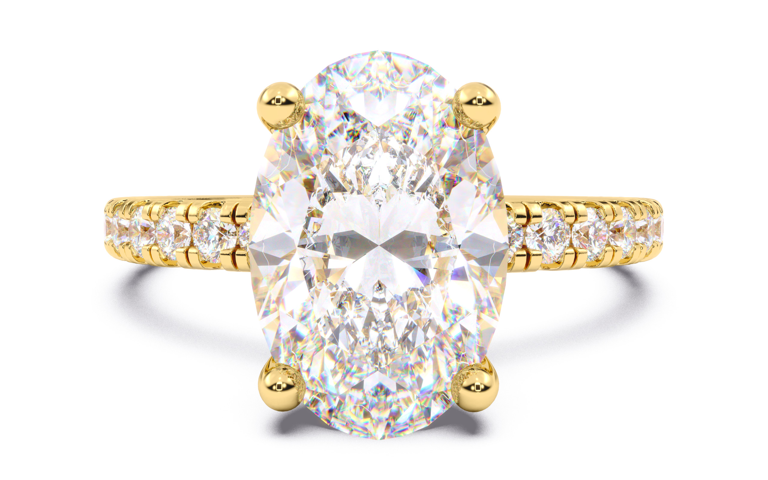 Oval Diamond Pave Setting Solitaire Ring  3D print model_11