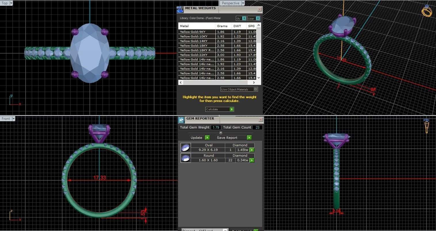 Oval Diamond Pave Setting Solitaire Ring  3D print model_25
