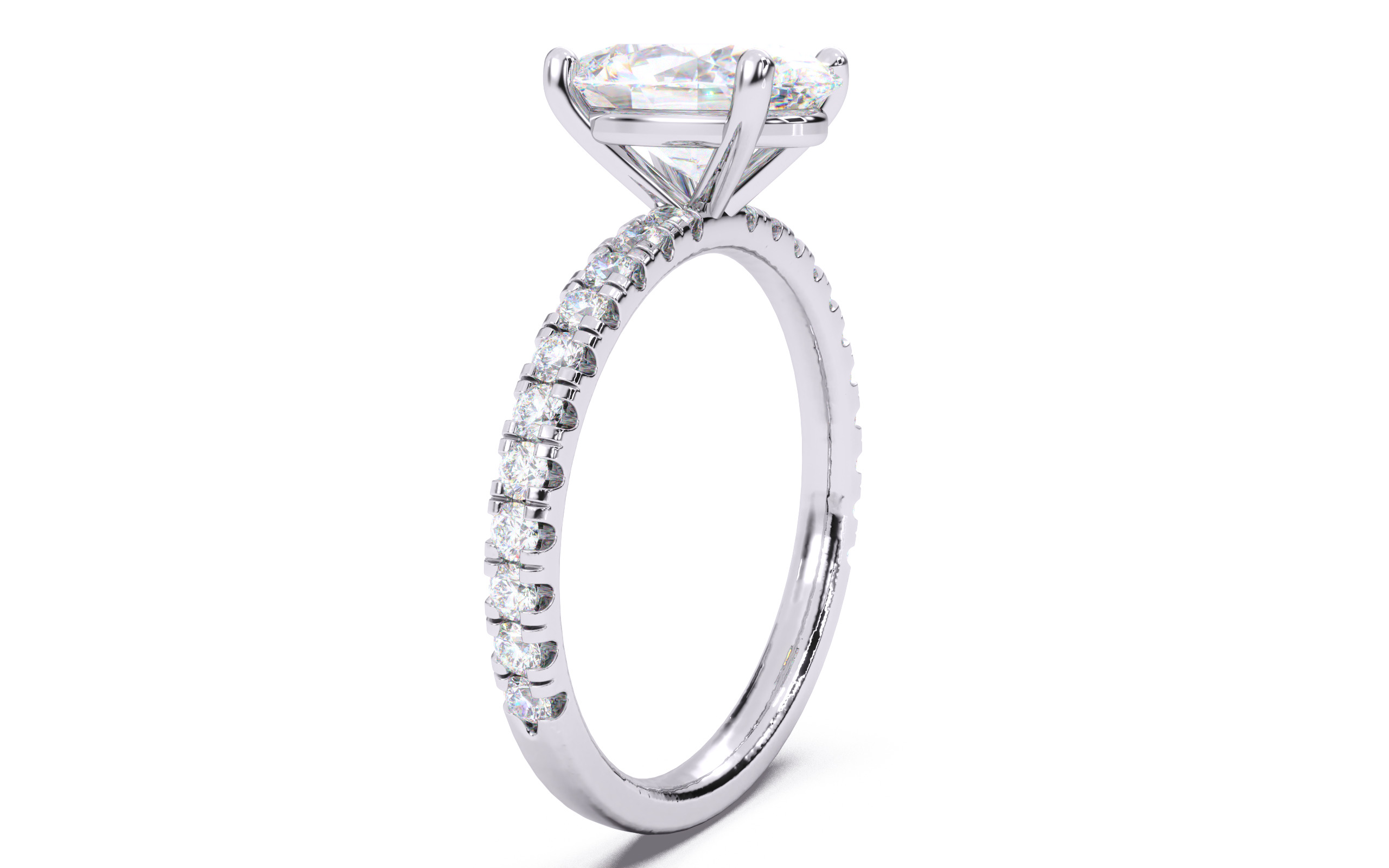 Oval Diamond Pave Setting Solitaire Ring  3D print model_13