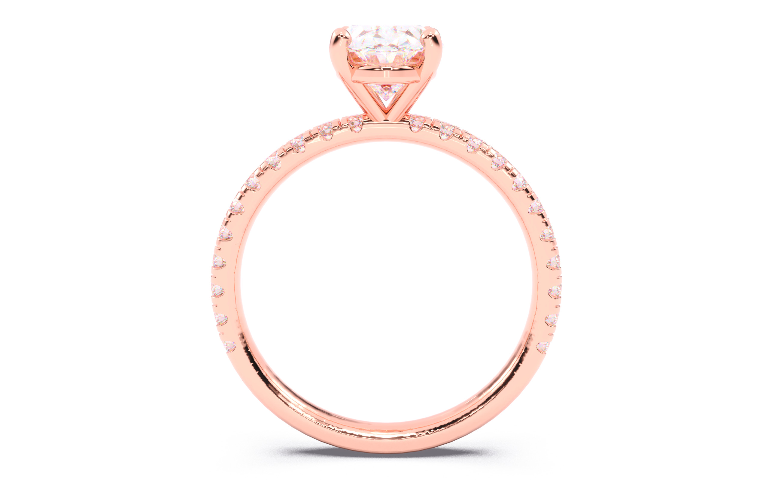 Oval Diamond Pave Setting Solitaire Ring  3D print model_5
