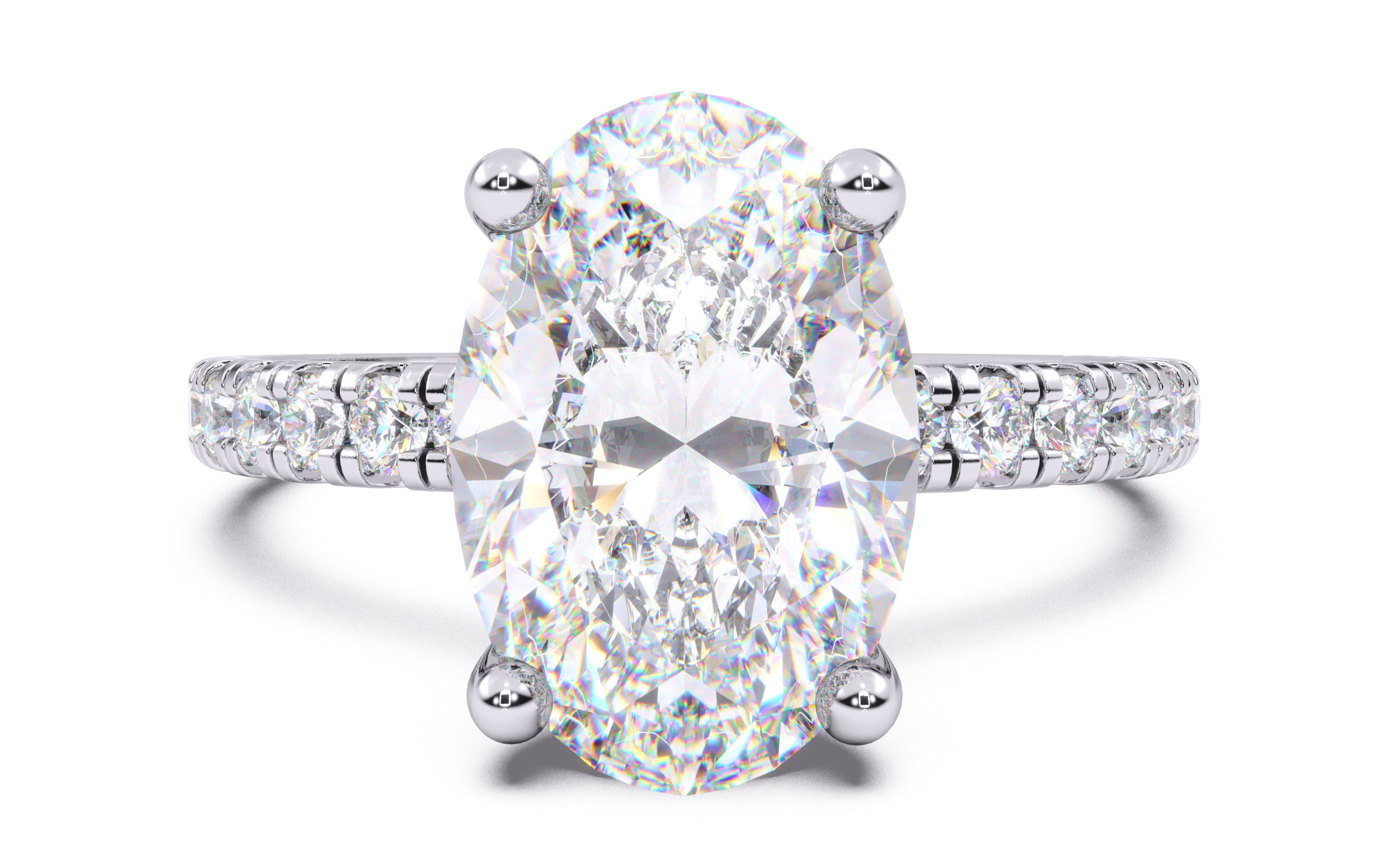 Oval Diamond Pave Setting Solitaire Ring  3D print model_14