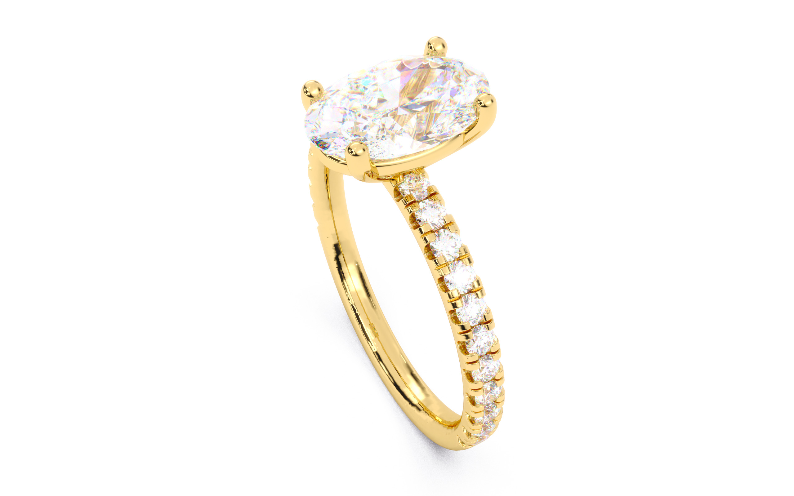 Oval Diamond Pave Setting Solitaire Ring  3D print model_21