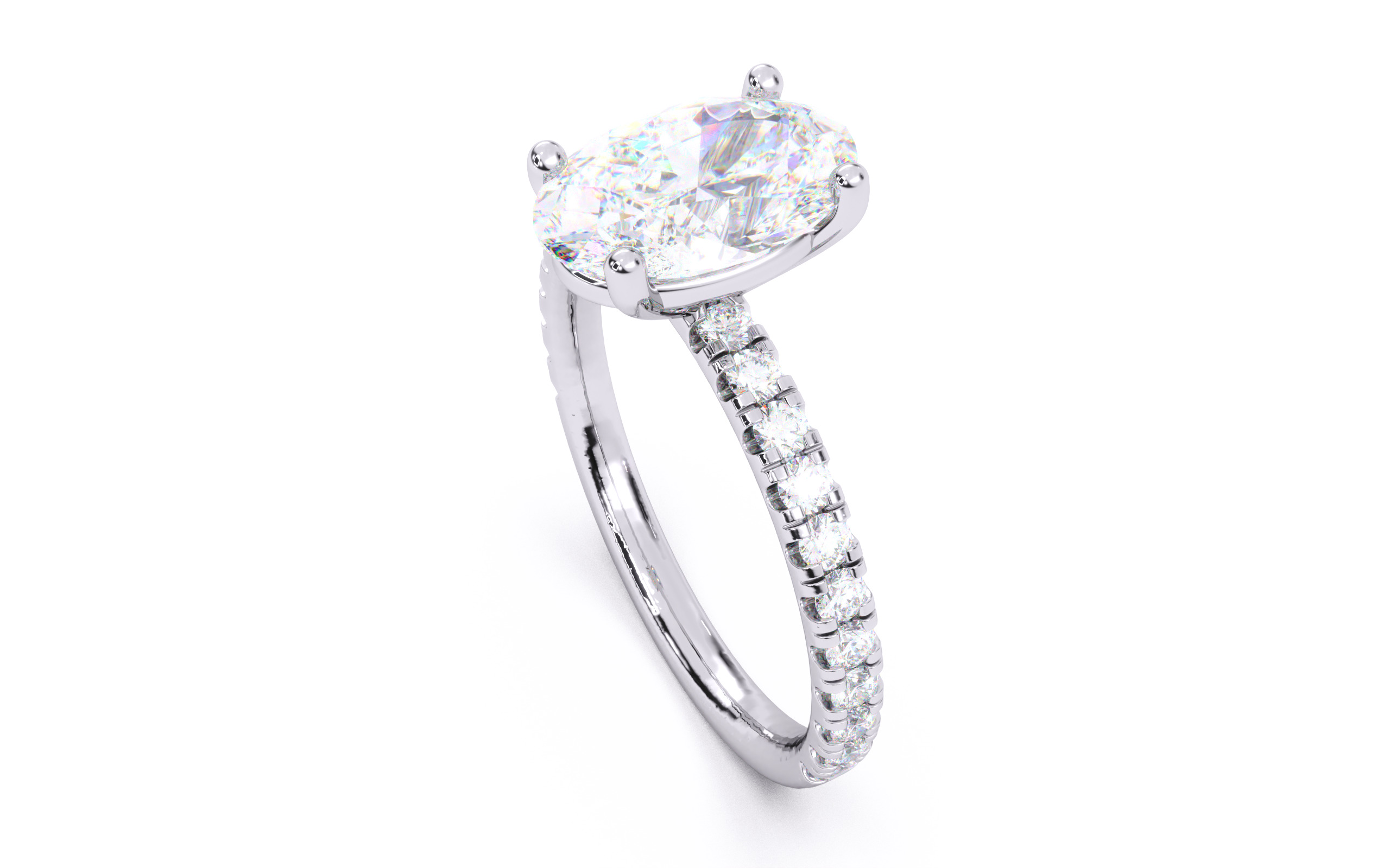 Oval Diamond Pave Setting Solitaire Ring  3D print model_24