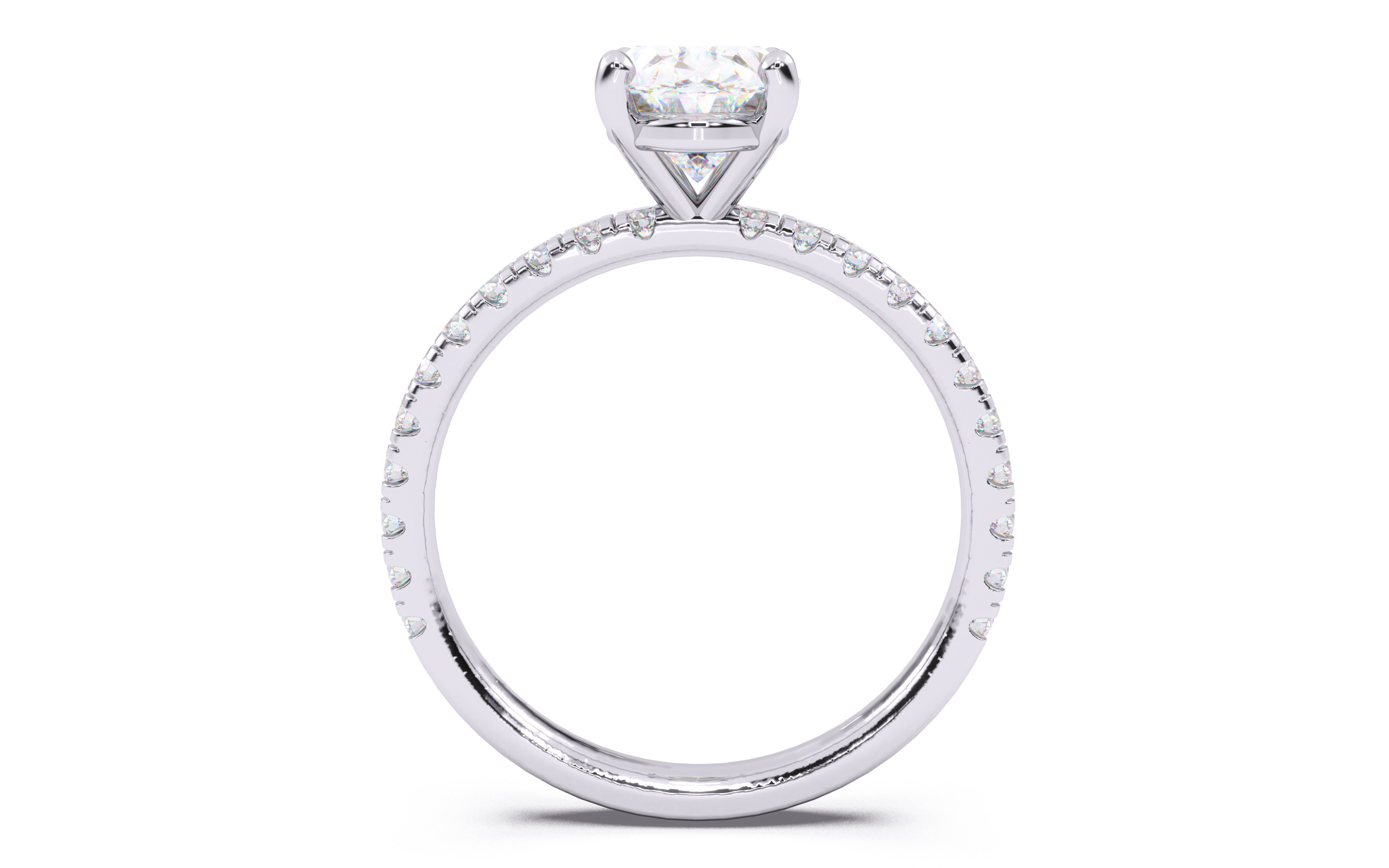 Oval Diamond Pave Setting Solitaire Ring  3D print model_7