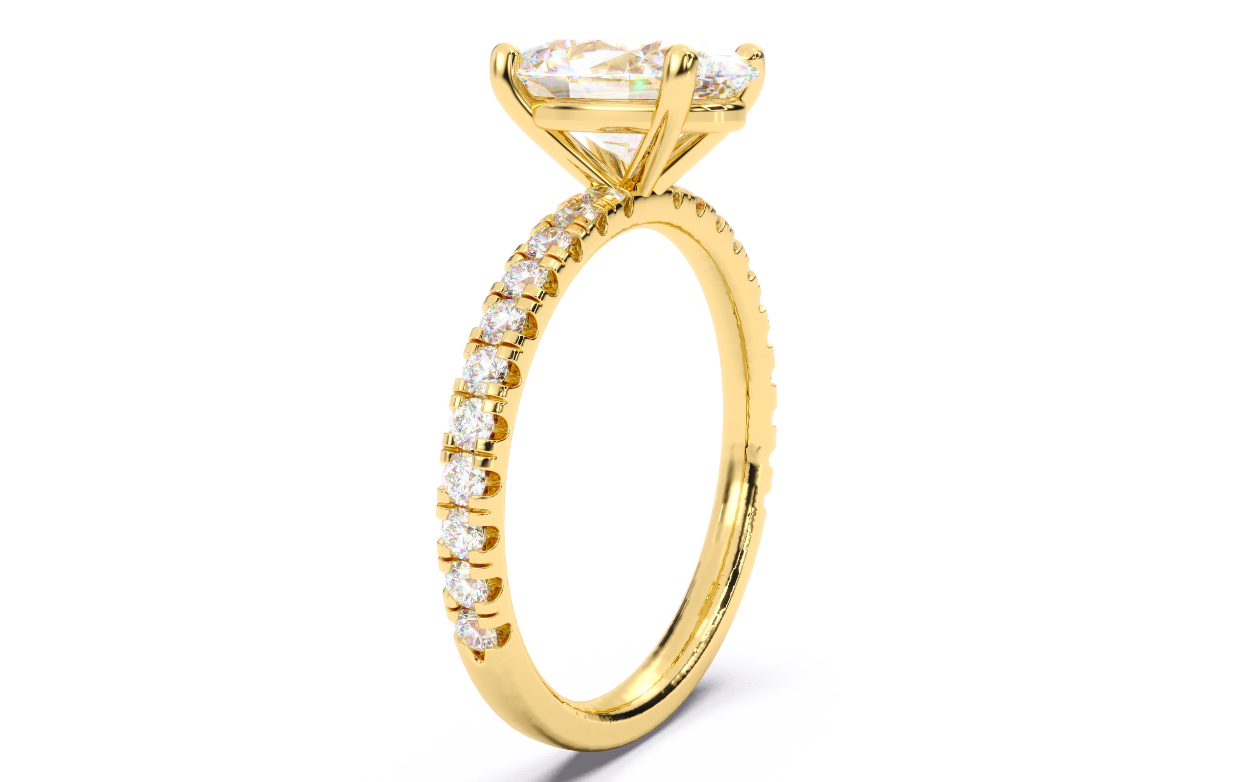 Oval Diamond Pave Setting Solitaire Ring  3D print model_20
