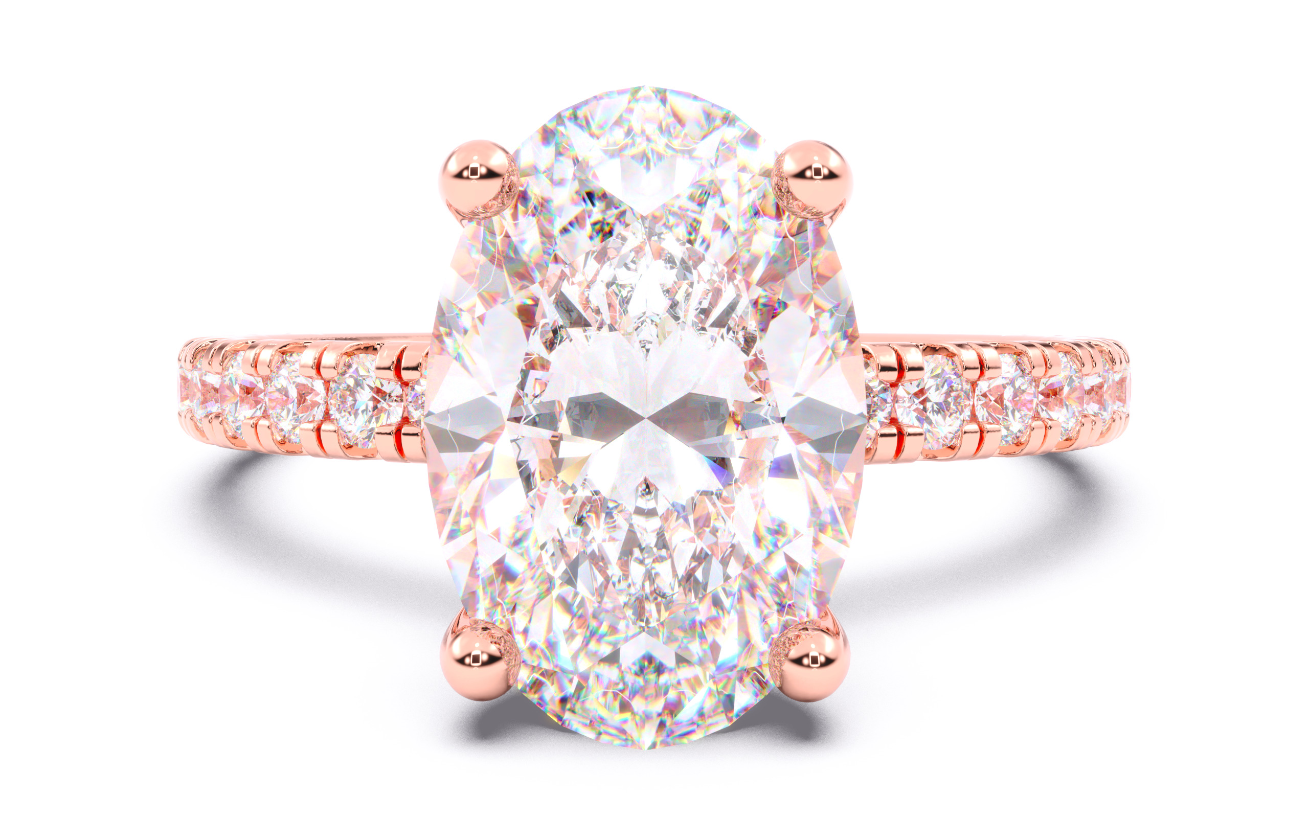 Oval Diamond Pave Setting Solitaire Ring  3D print model_16