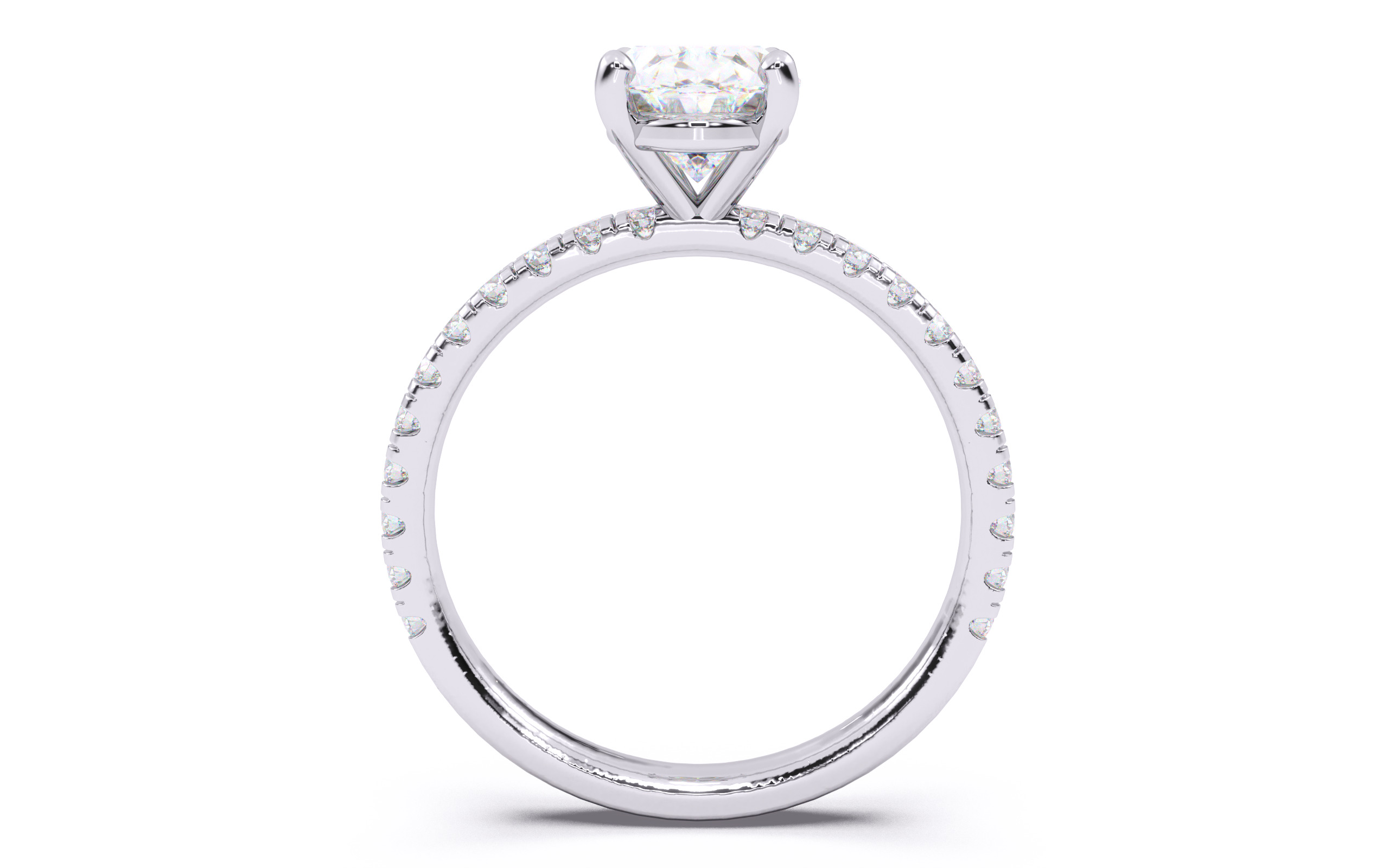 Oval Diamond Pave Setting Solitaire Ring  3D print model_8
