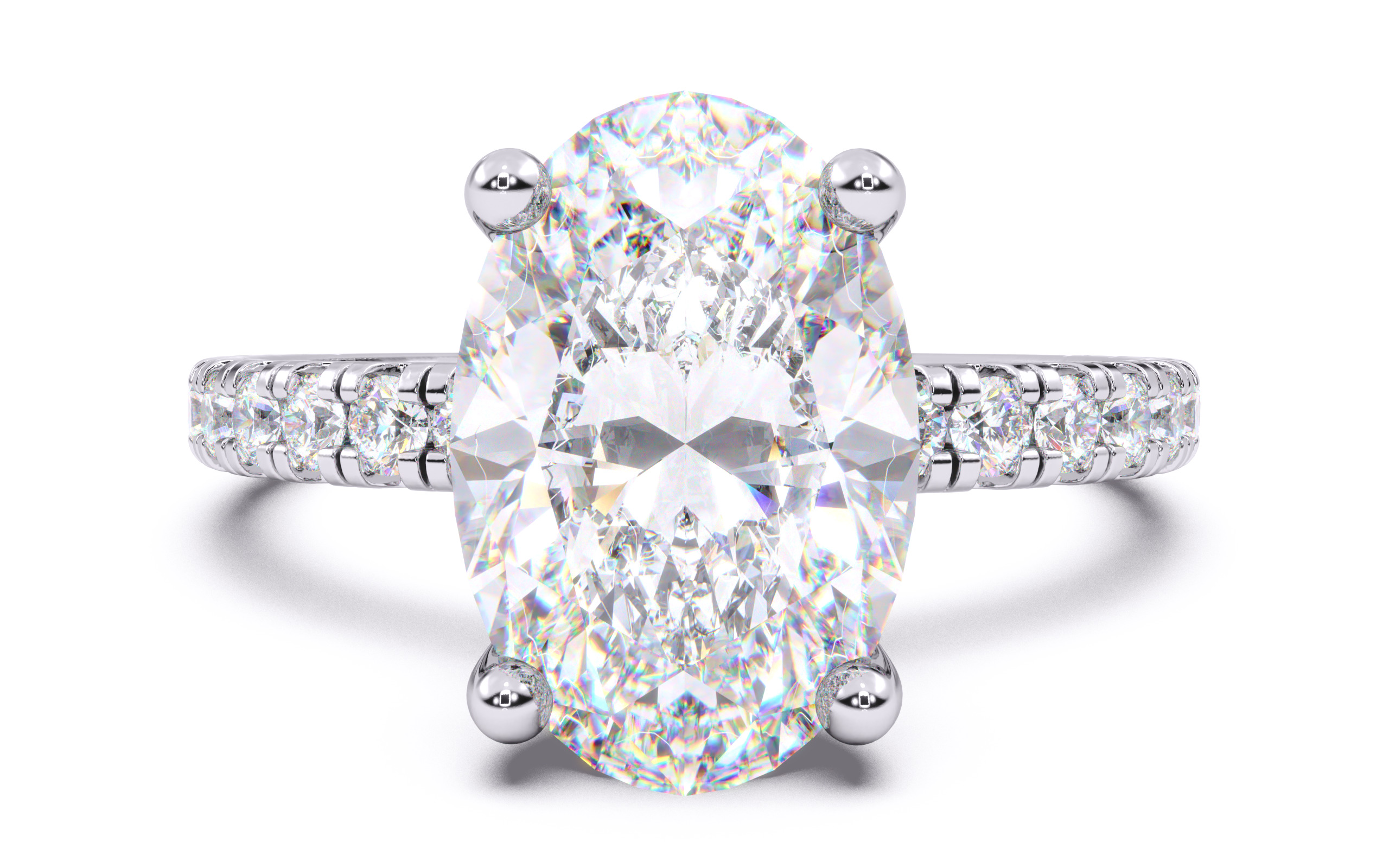 Oval Diamond Pave Setting Solitaire Ring  3D print model_15