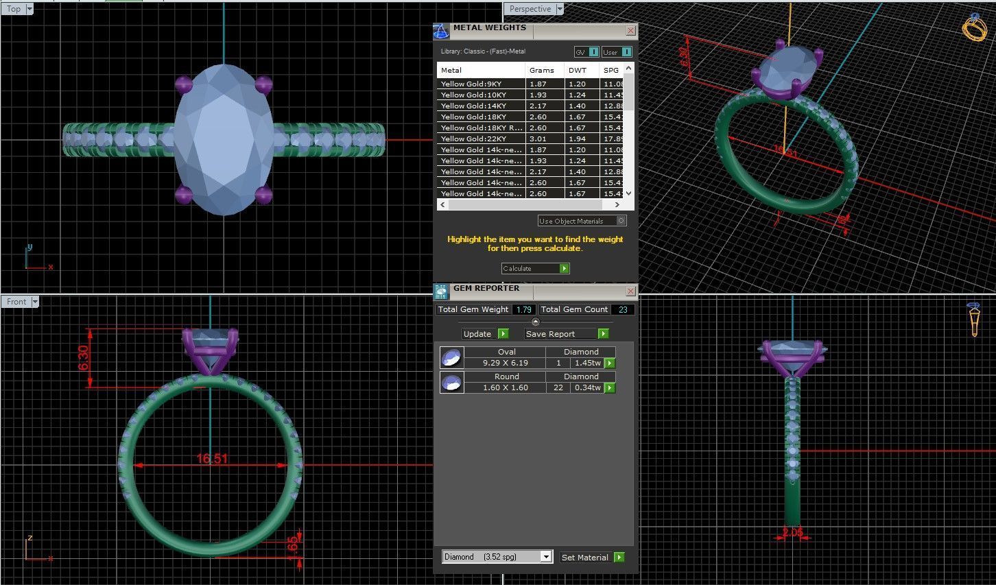 Oval Diamond Pave Setting Solitaire Ring  3D print model_1