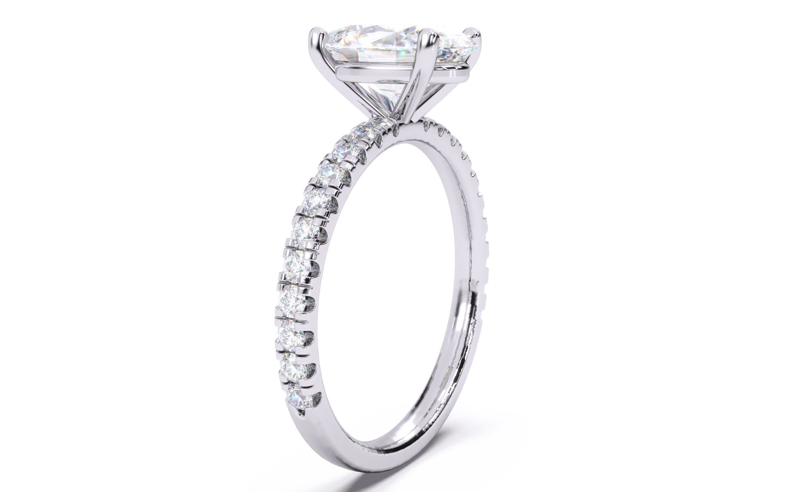 Oval Diamond Pave Setting Solitaire Ring  3D print model_18