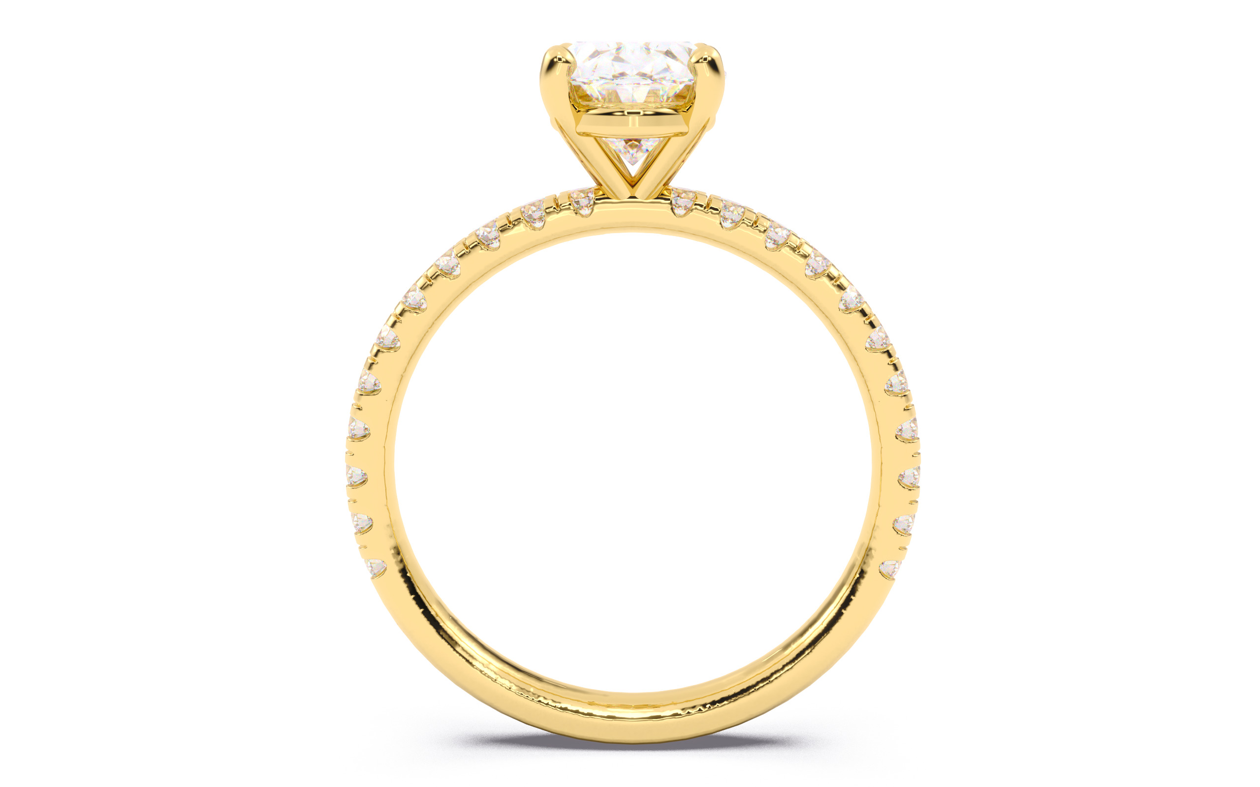 Oval Diamond Pave Setting Solitaire Ring  3D print model_9