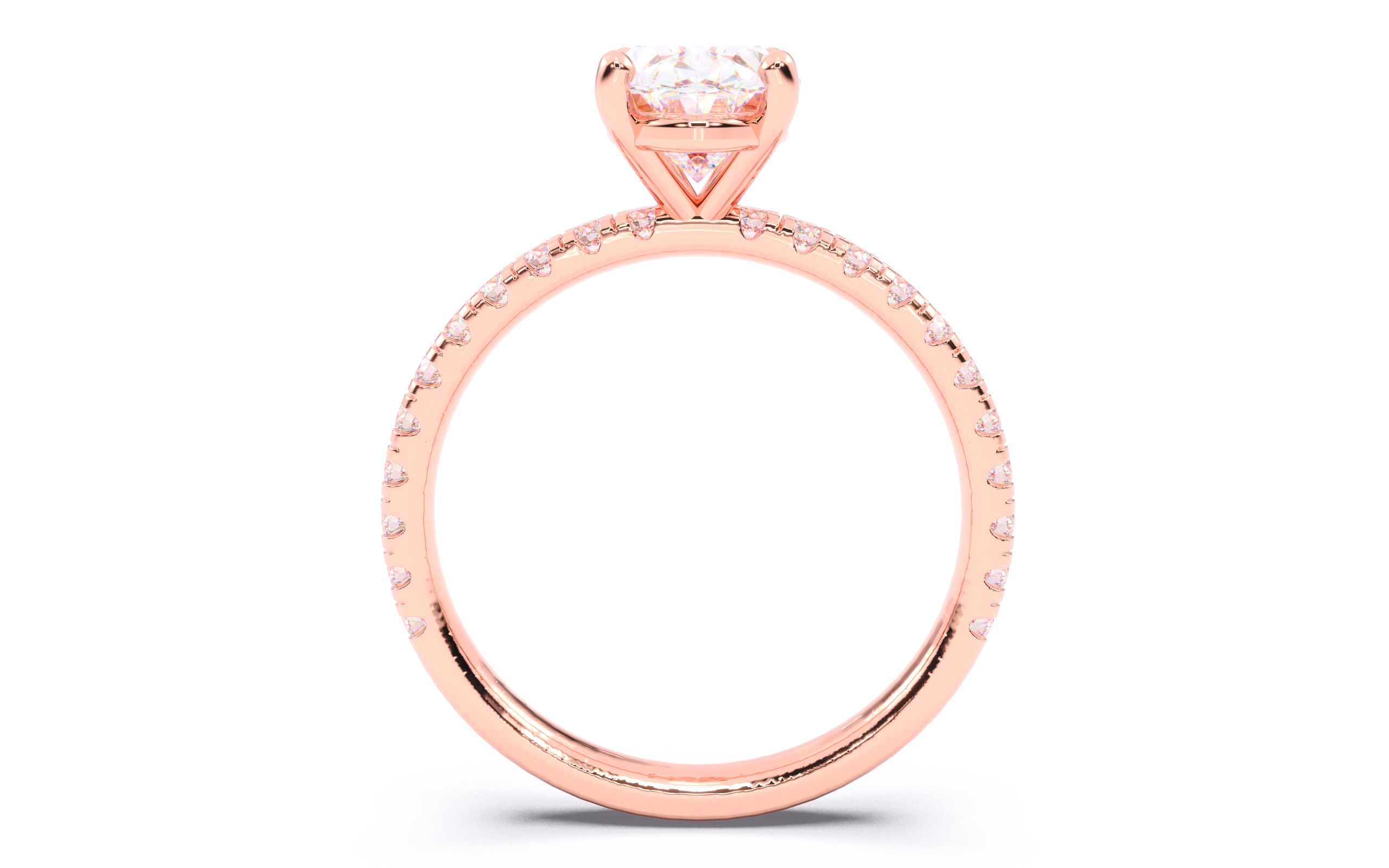 Oval Diamond Pave Setting Solitaire Ring  3D print model_6