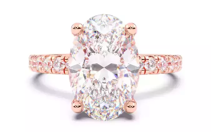 Oval Diamond Pave Setting Solitaire Ring  3D print model