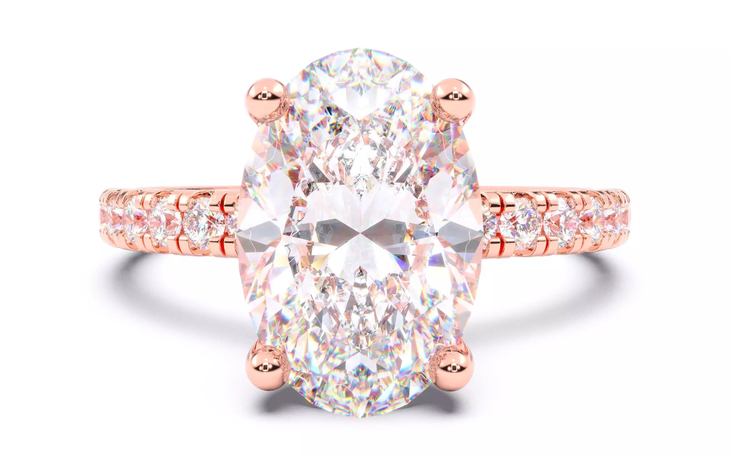 Oval Diamond Pave Setting Solitaire Ring  3D print model_0