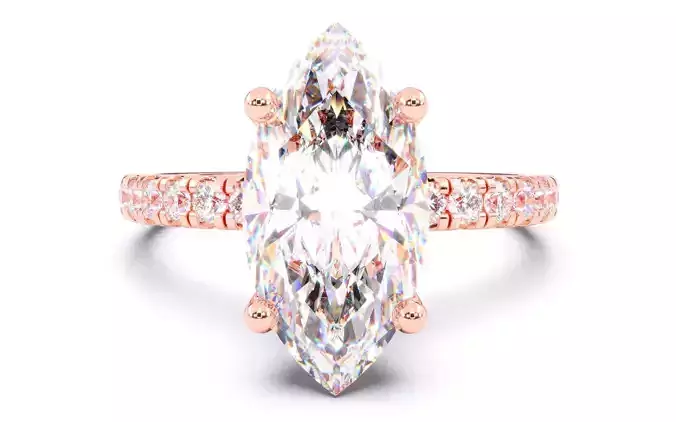 Marquise Diamond Pave Setting Solitaire Ring  3D print model