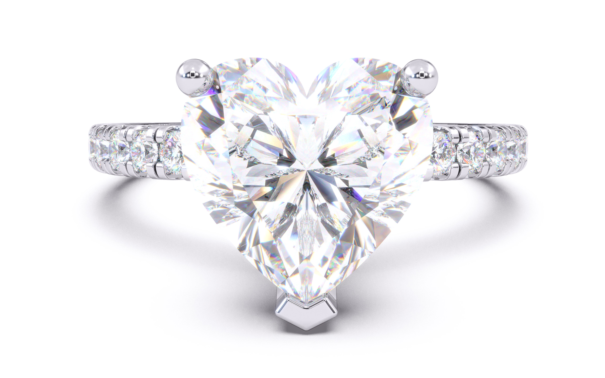 Heart Diamond Pave Setting Solitaire Ring  3D print model_15