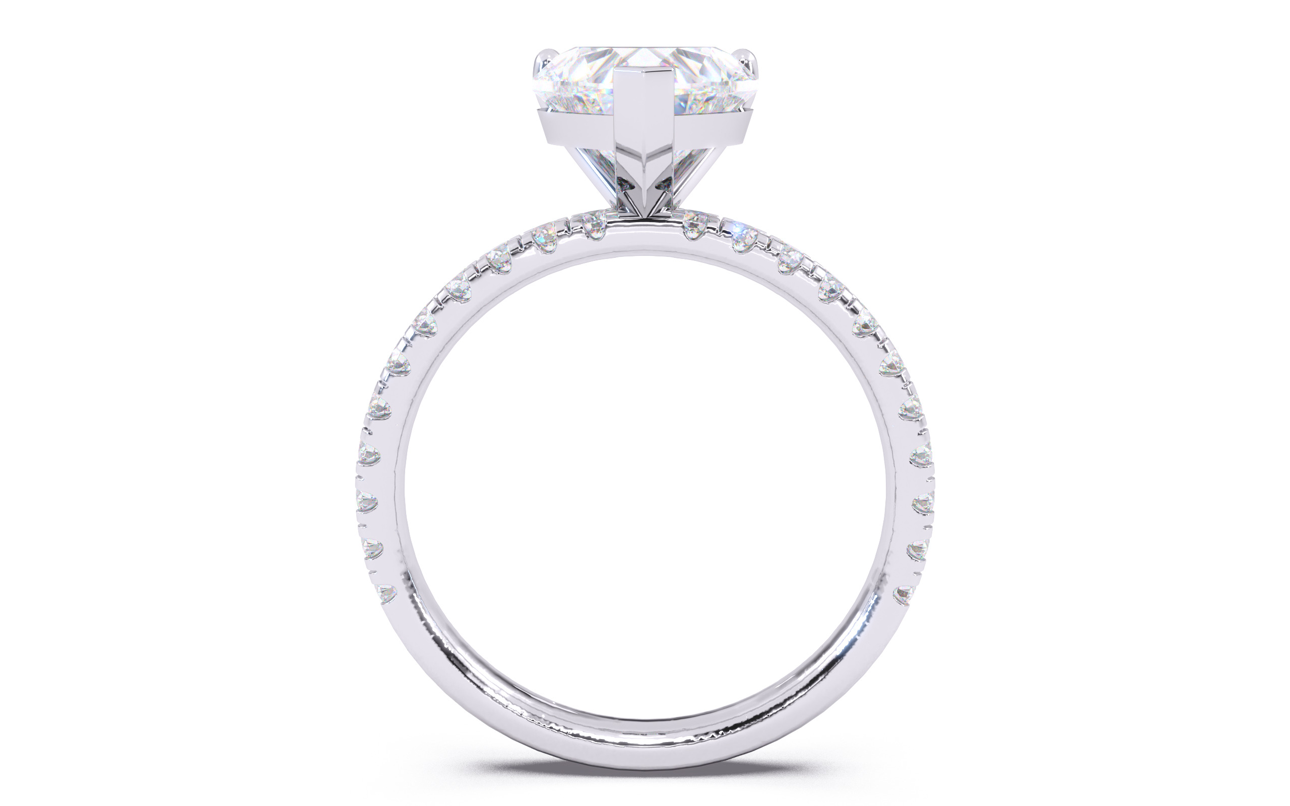Heart Diamond Pave Setting Solitaire Ring  3D print model_7
