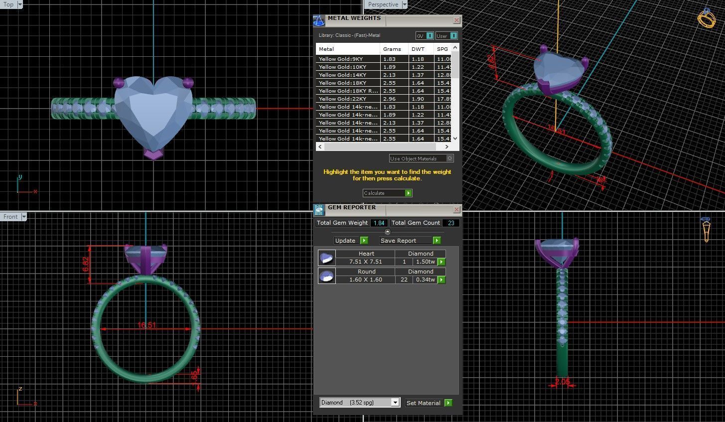 Heart Diamond Pave Setting Solitaire Ring  3D print model_1