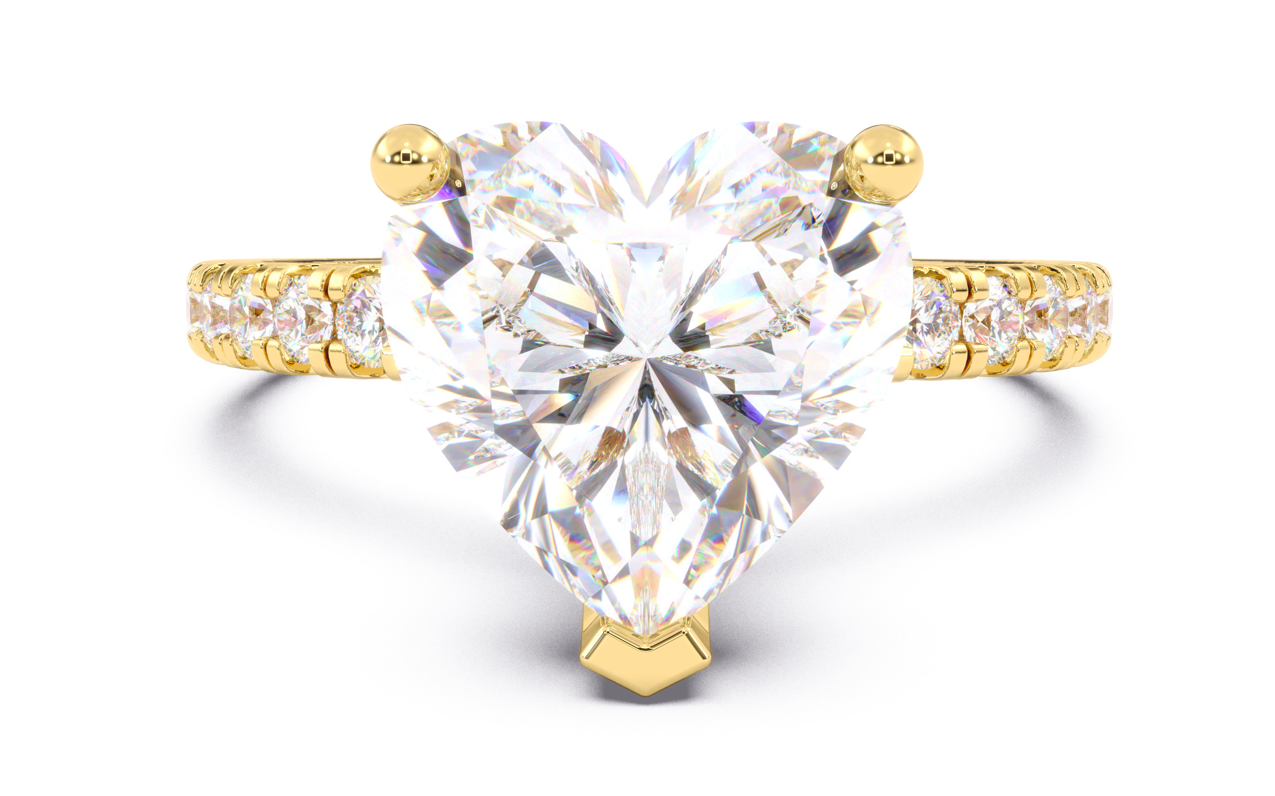 Heart Diamond Pave Setting Solitaire Ring  3D print model_11