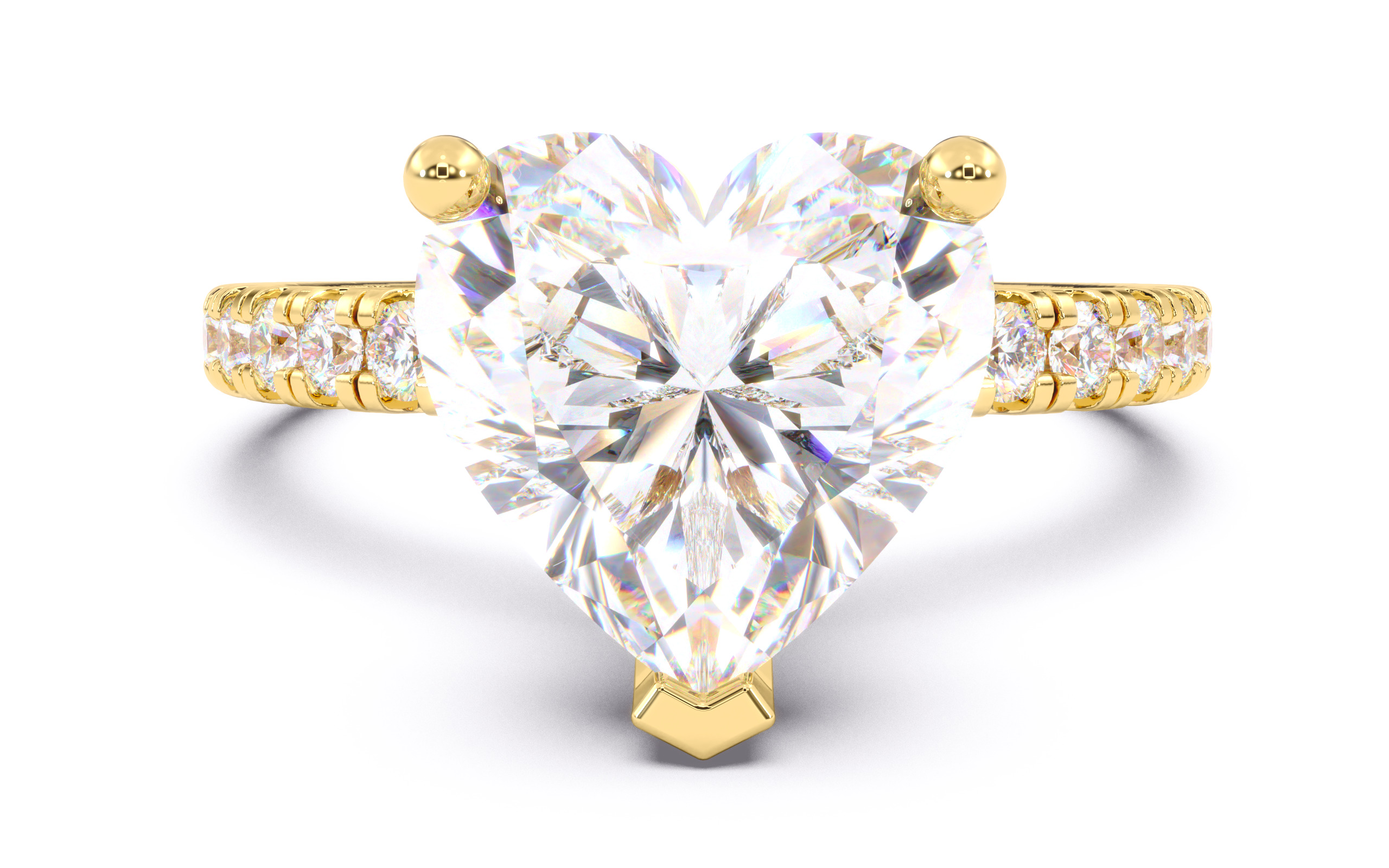 Heart Diamond Pave Setting Solitaire Ring  3D print model_12