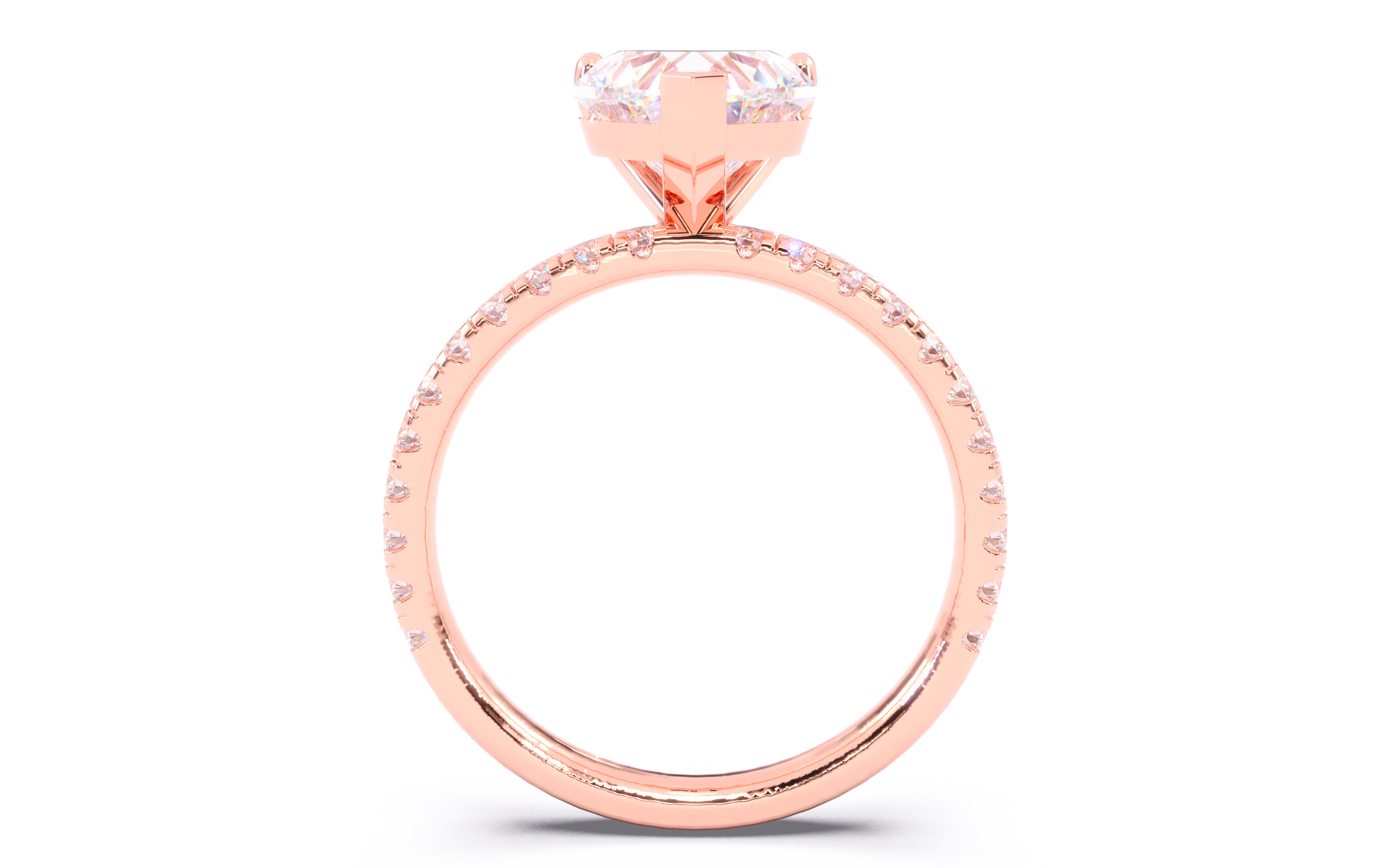 Heart Diamond Pave Setting Solitaire Ring  3D print model_6
