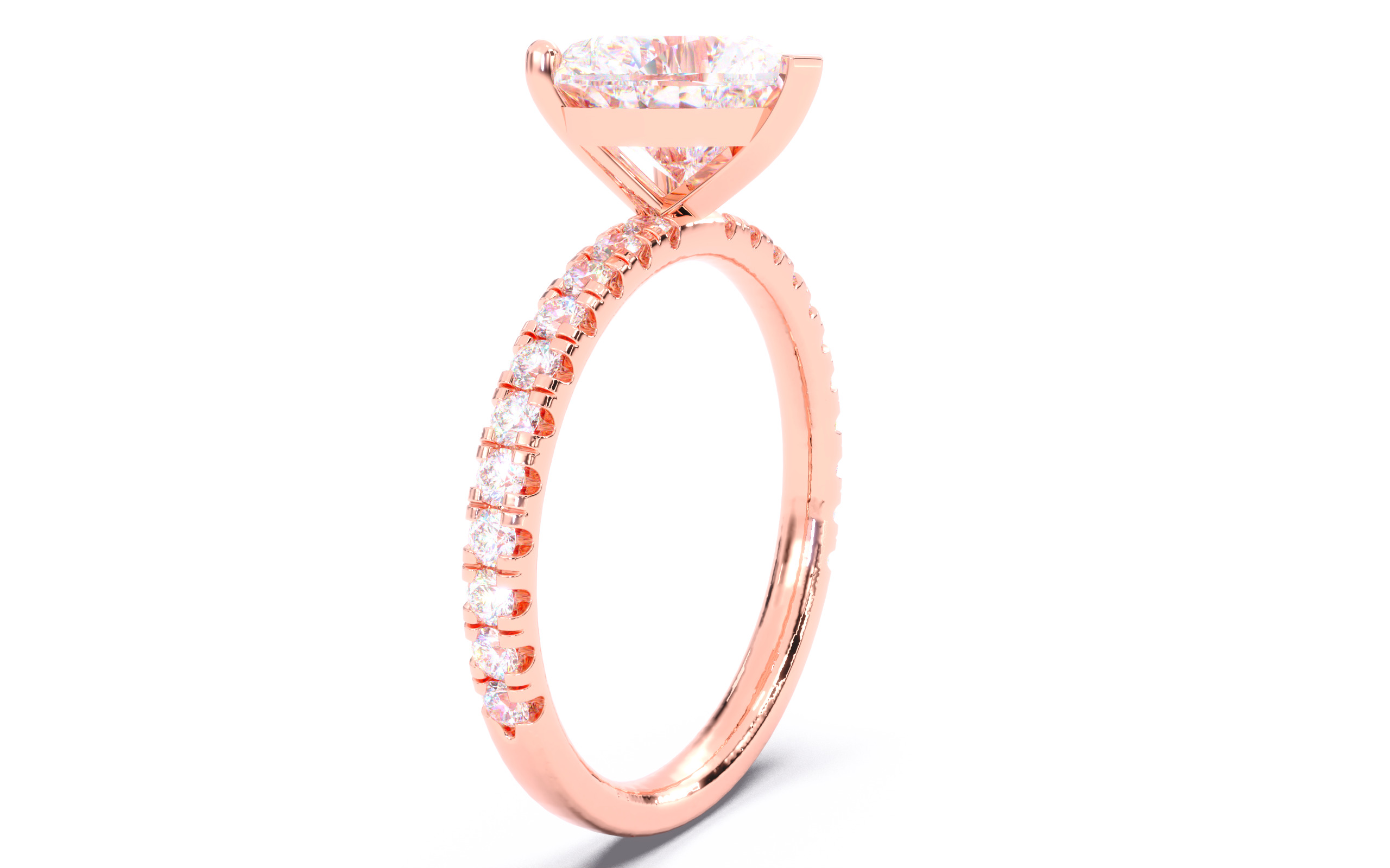Heart Diamond Pave Setting Solitaire Ring  3D print model_17