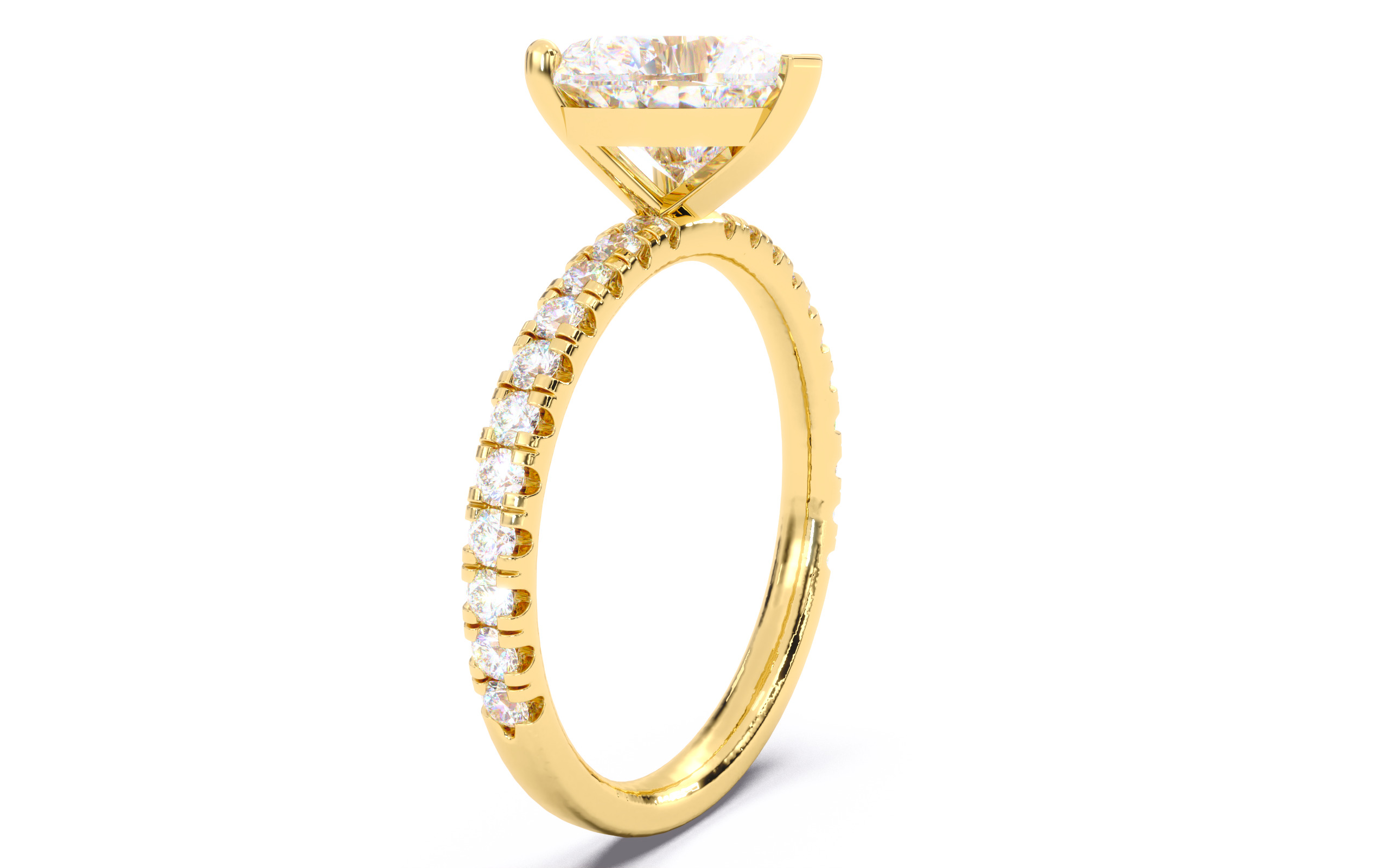 Heart Diamond Pave Setting Solitaire Ring  3D print model_20