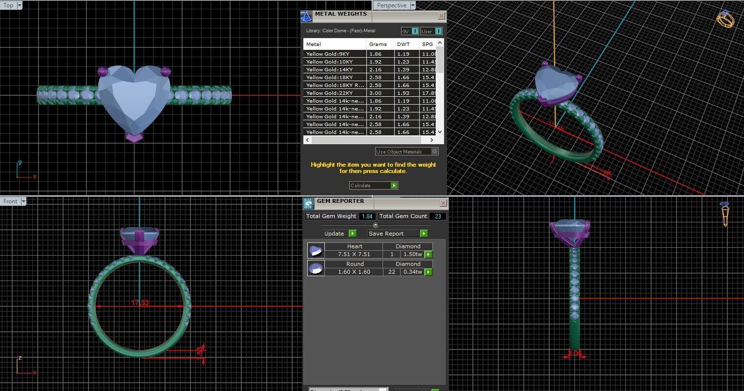 Heart Diamond Pave Setting Solitaire Ring  3D print model_25