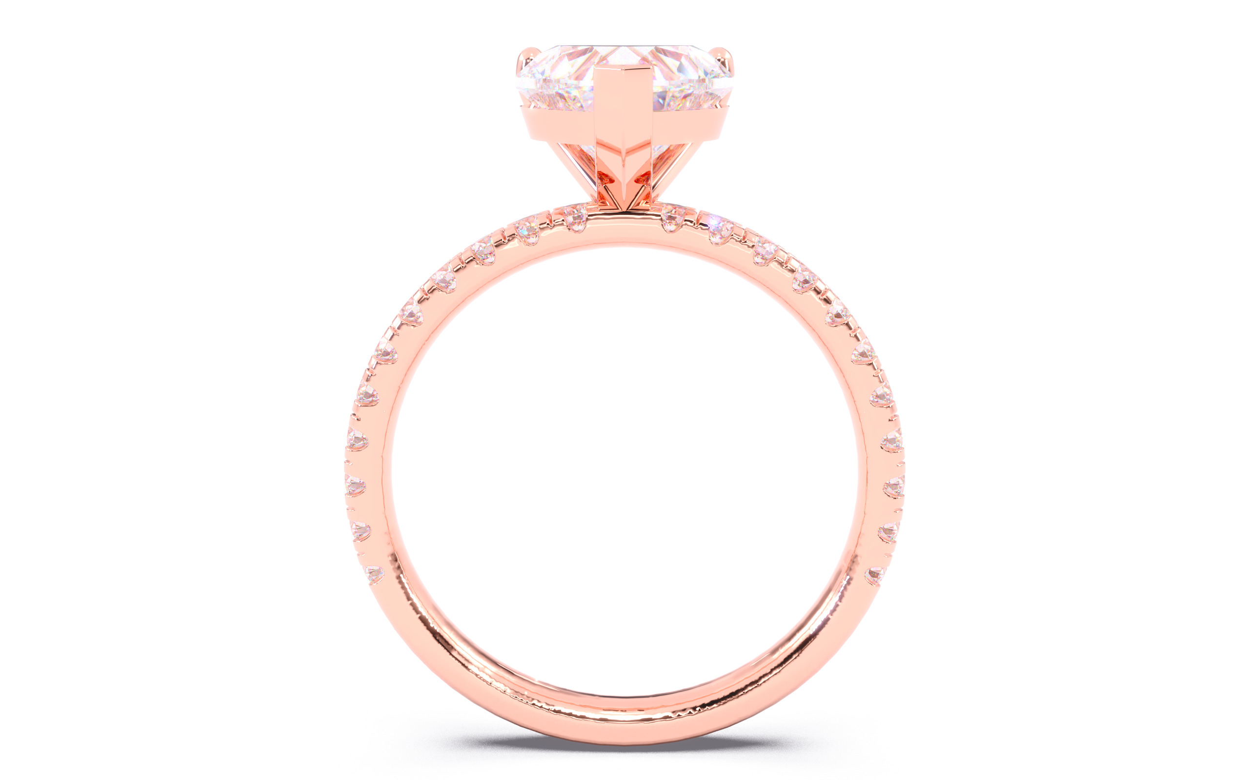 Heart Diamond Pave Setting Solitaire Ring  3D print model_5