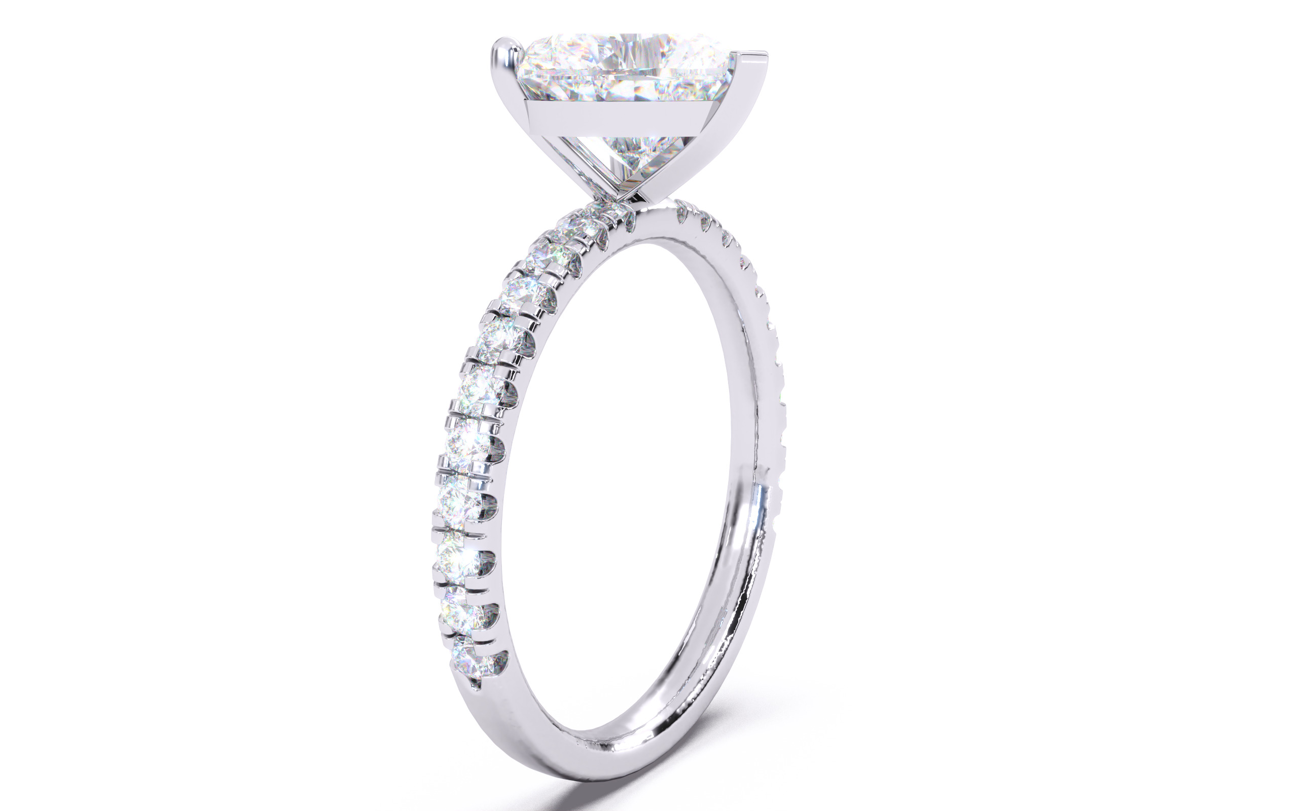 Heart Diamond Pave Setting Solitaire Ring  3D print model_18