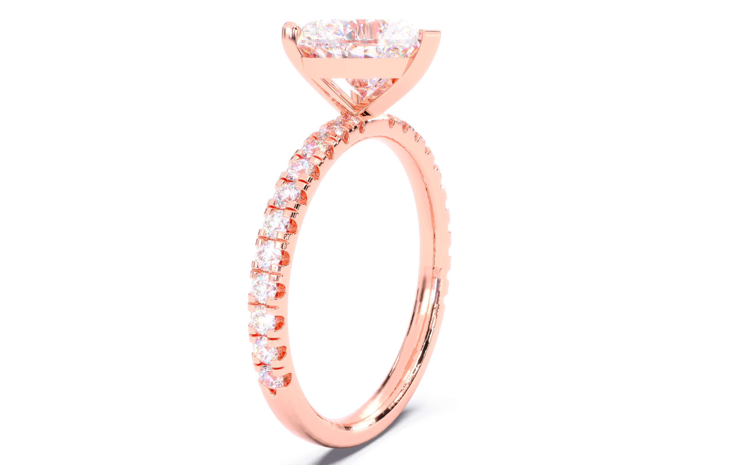 Heart Diamond Pave Setting Solitaire Ring  3D print model_2