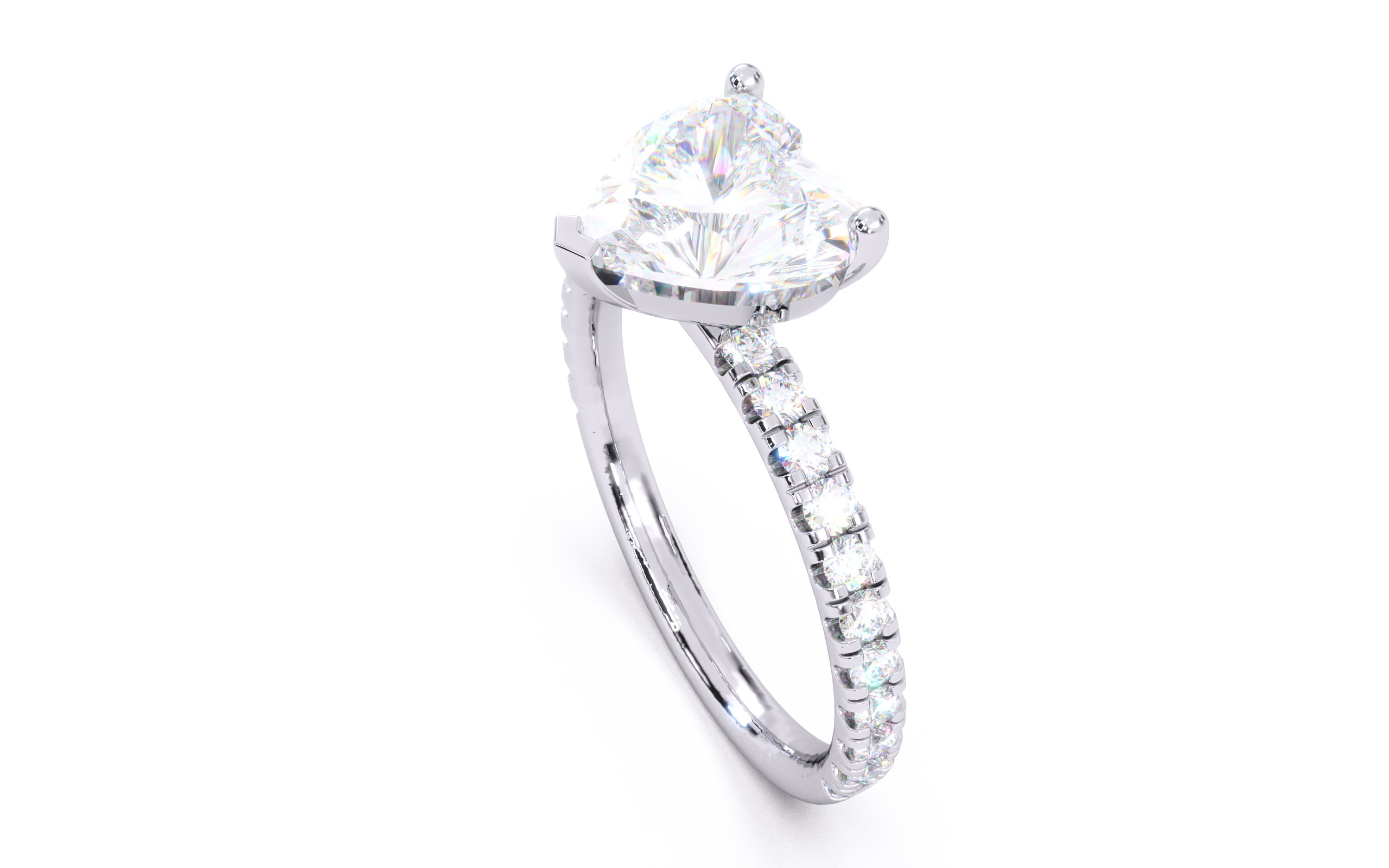 Heart Diamond Pave Setting Solitaire Ring  3D print model_24