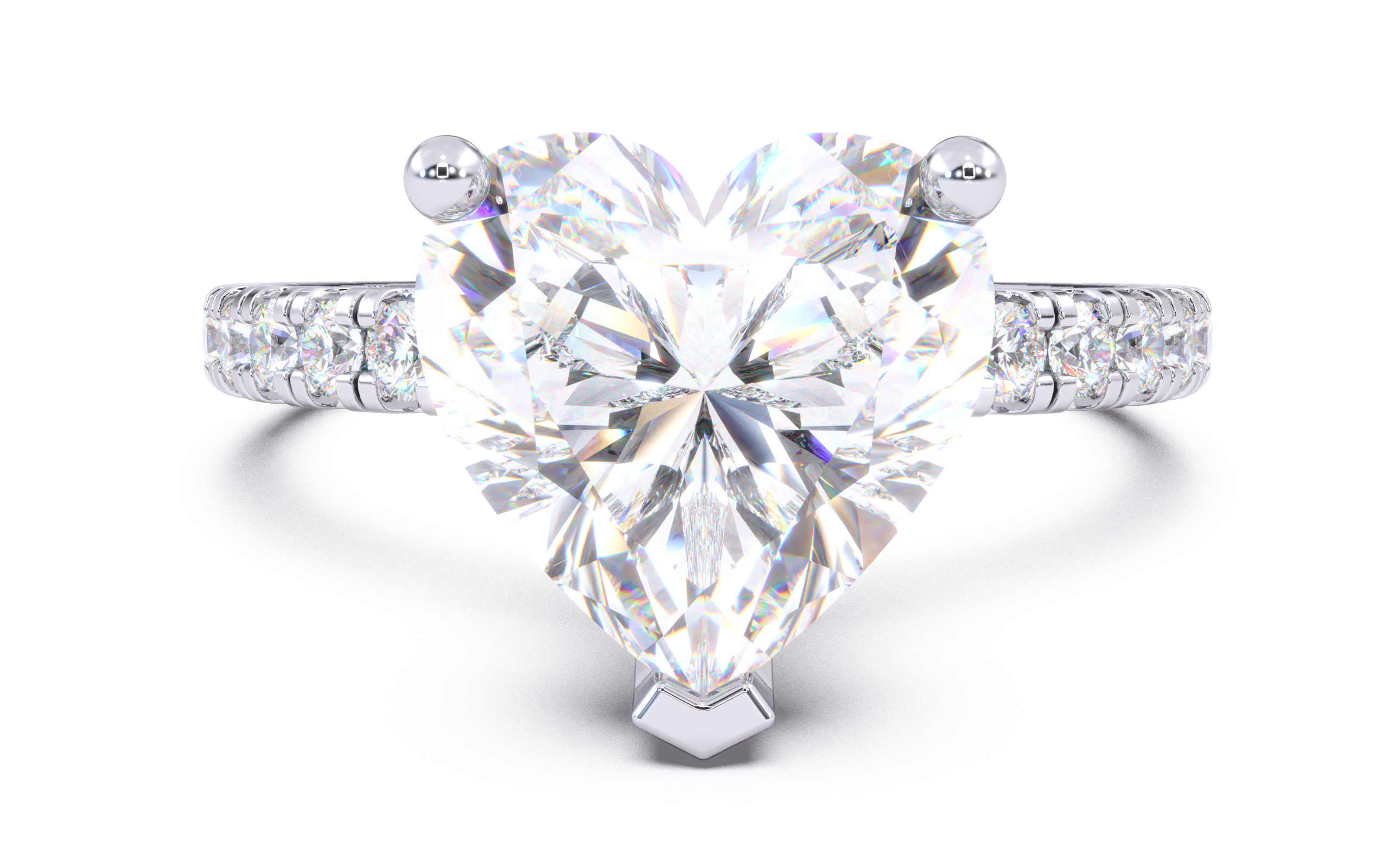 Heart Diamond Pave Setting Solitaire Ring  3D print model_14