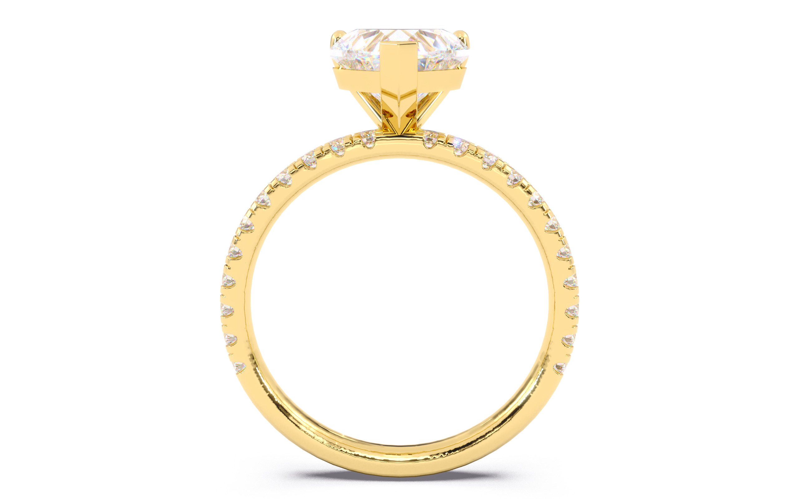 Heart Diamond Pave Setting Solitaire Ring  3D print model_9