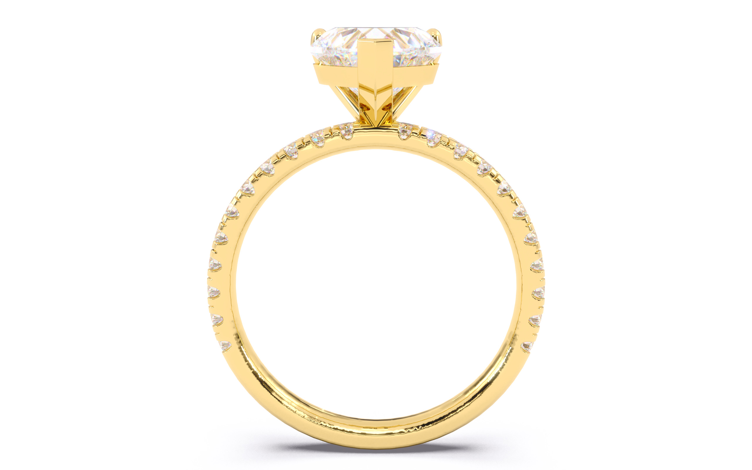 Heart Diamond Pave Setting Solitaire Ring  3D print model_10
