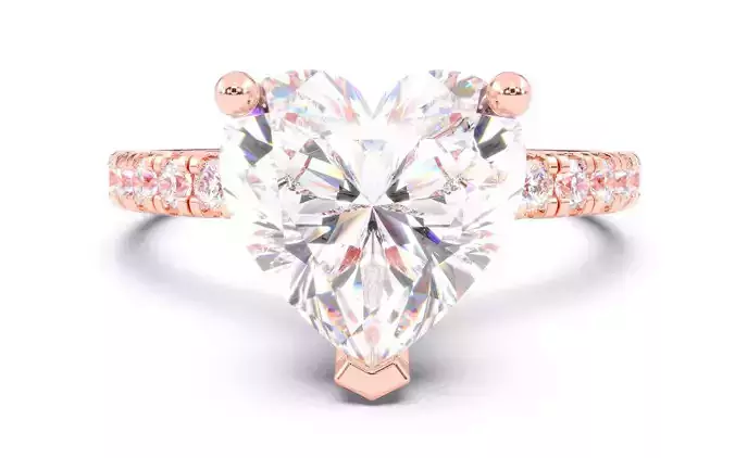 Heart Diamond Pave Setting Solitaire Ring  3D print model