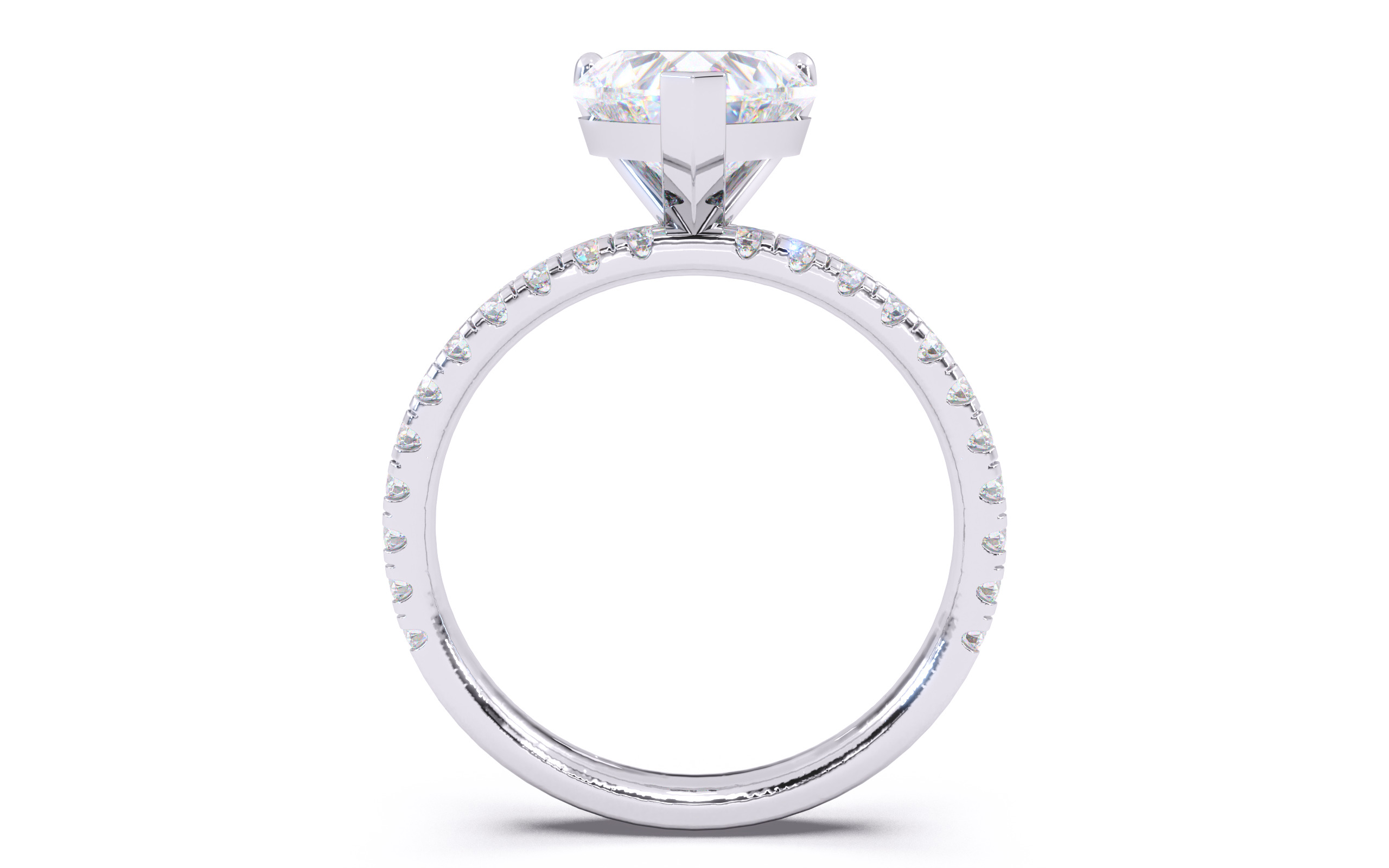 Heart Diamond Pave Setting Solitaire Ring  3D print model_8