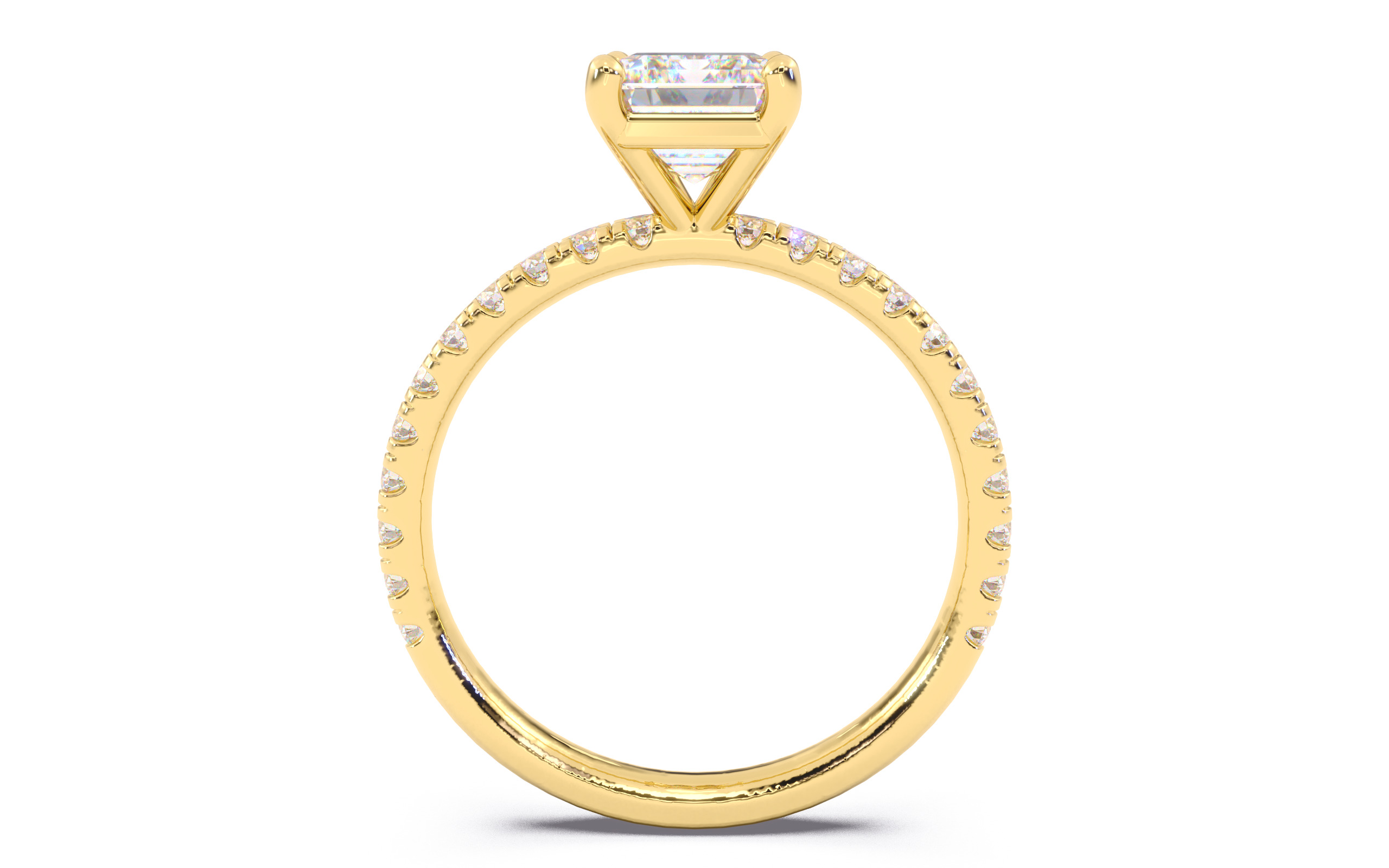 Emerald Diamond Pave Setting Solitaire Ring 3D print model_7