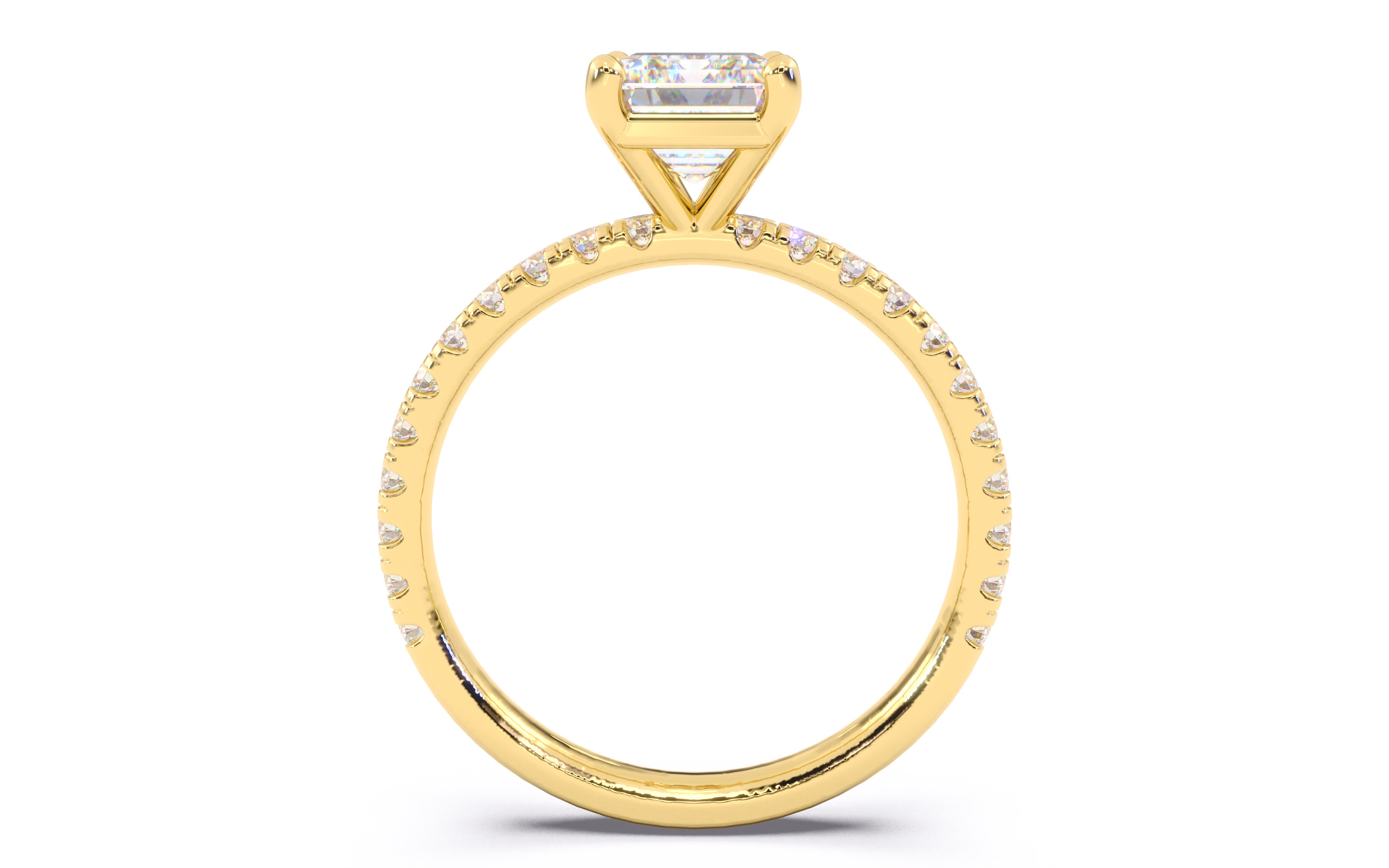 Emerald Diamond Pave Setting Solitaire Ring 3D print model_8