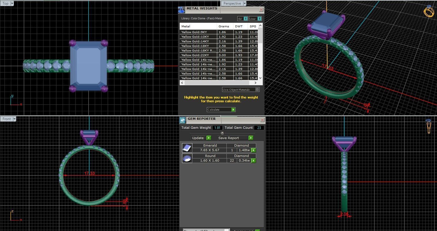 Emerald Diamond Pave Setting Solitaire Ring 3D print model_25