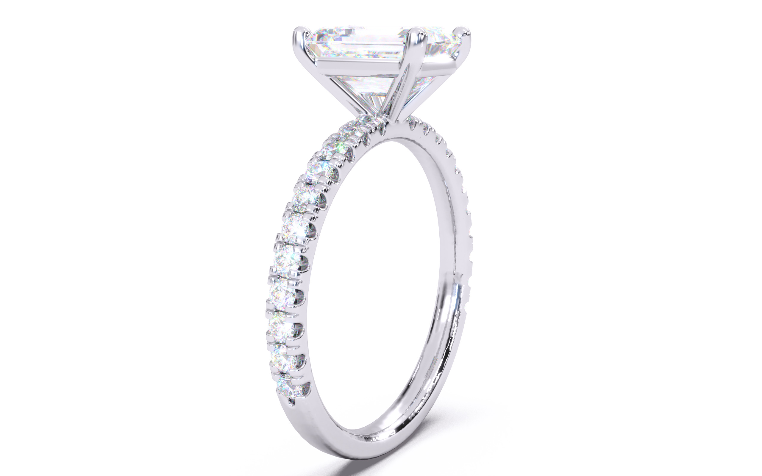 Emerald Diamond Pave Setting Solitaire Ring 3D print model_18
