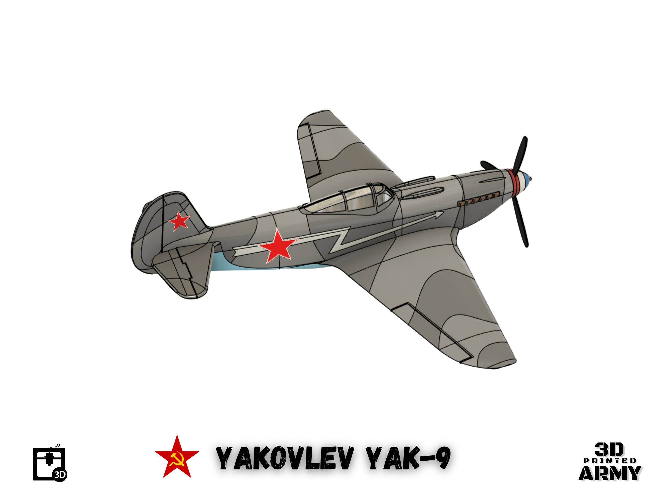 Yakovlev YaK-9 scalemodel - scale 1-44 3D print model_6