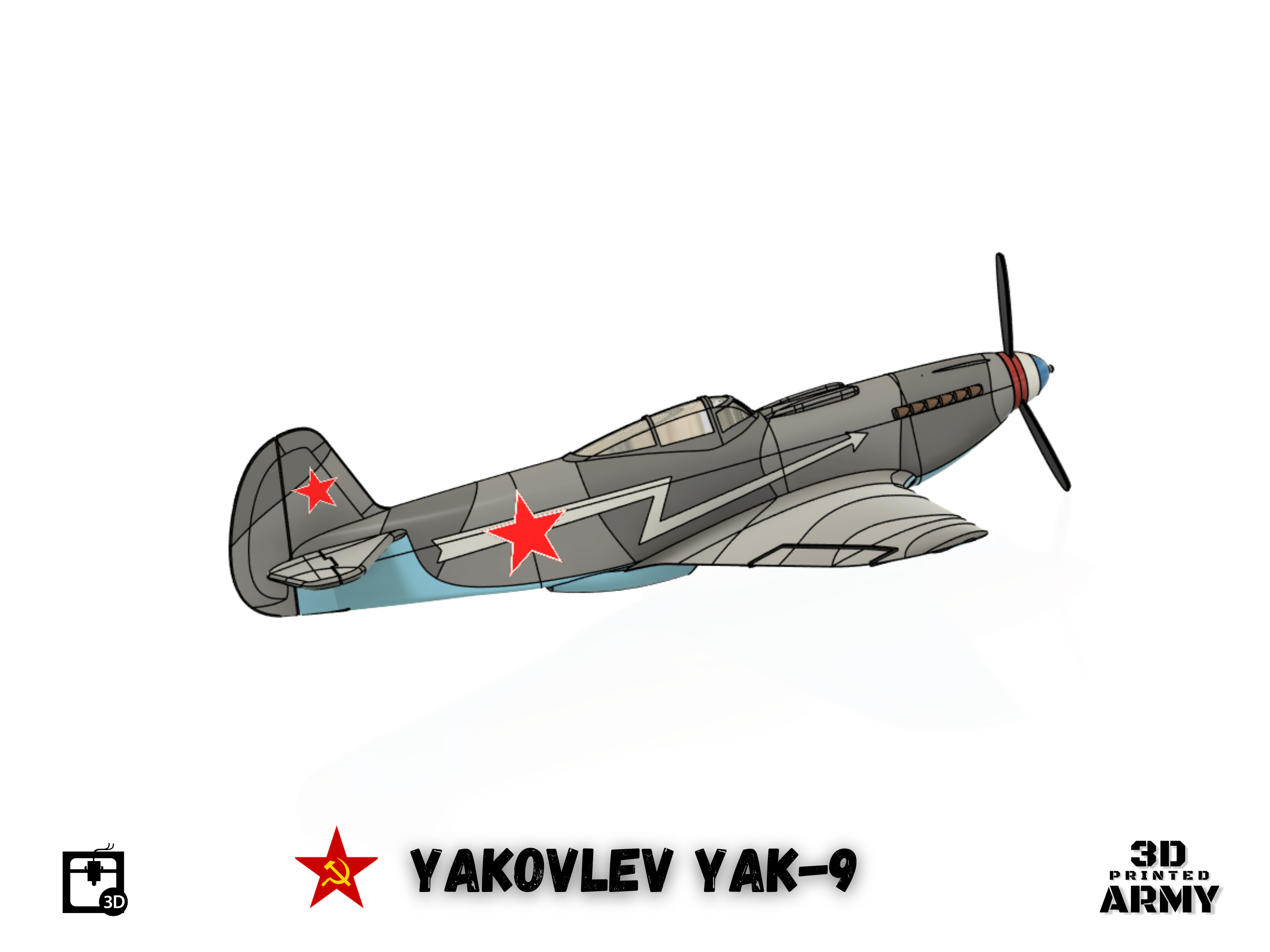 Yakovlev YaK-9 scalemodel - scale 1-44 3D print model_7