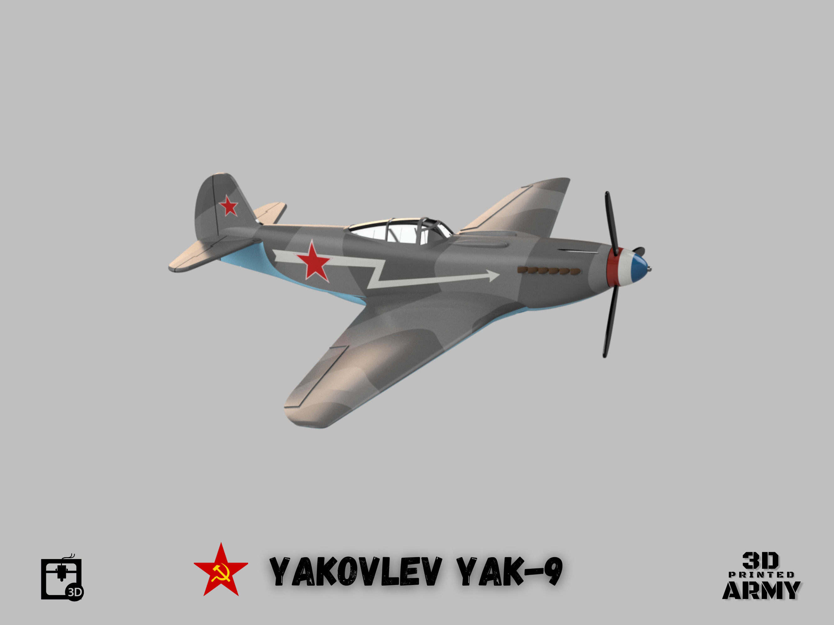 Yakovlev YaK-9 scalemodel - scale 1-44 3D print model_3